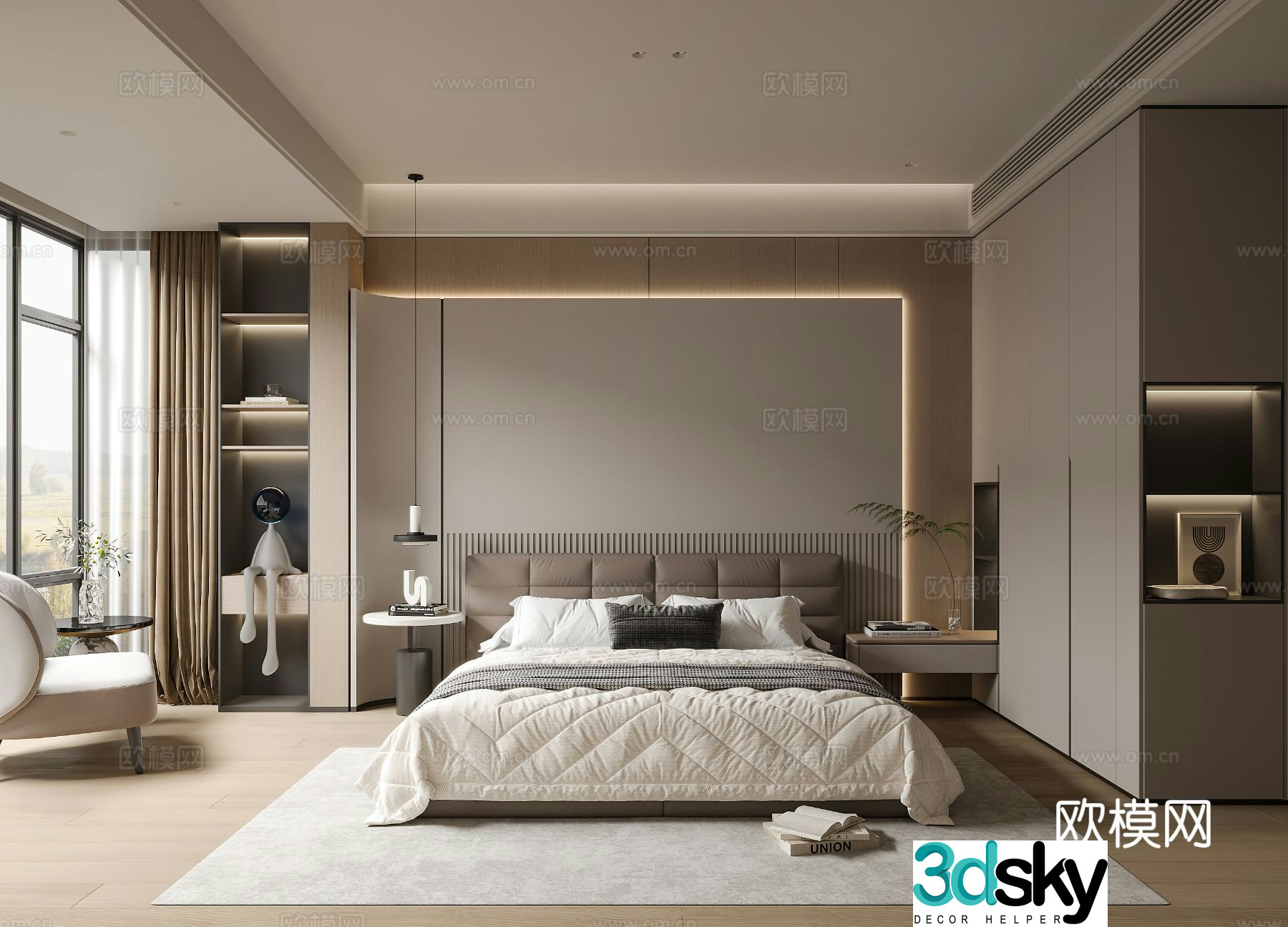 Modern bedroom master bedroom 3d model
