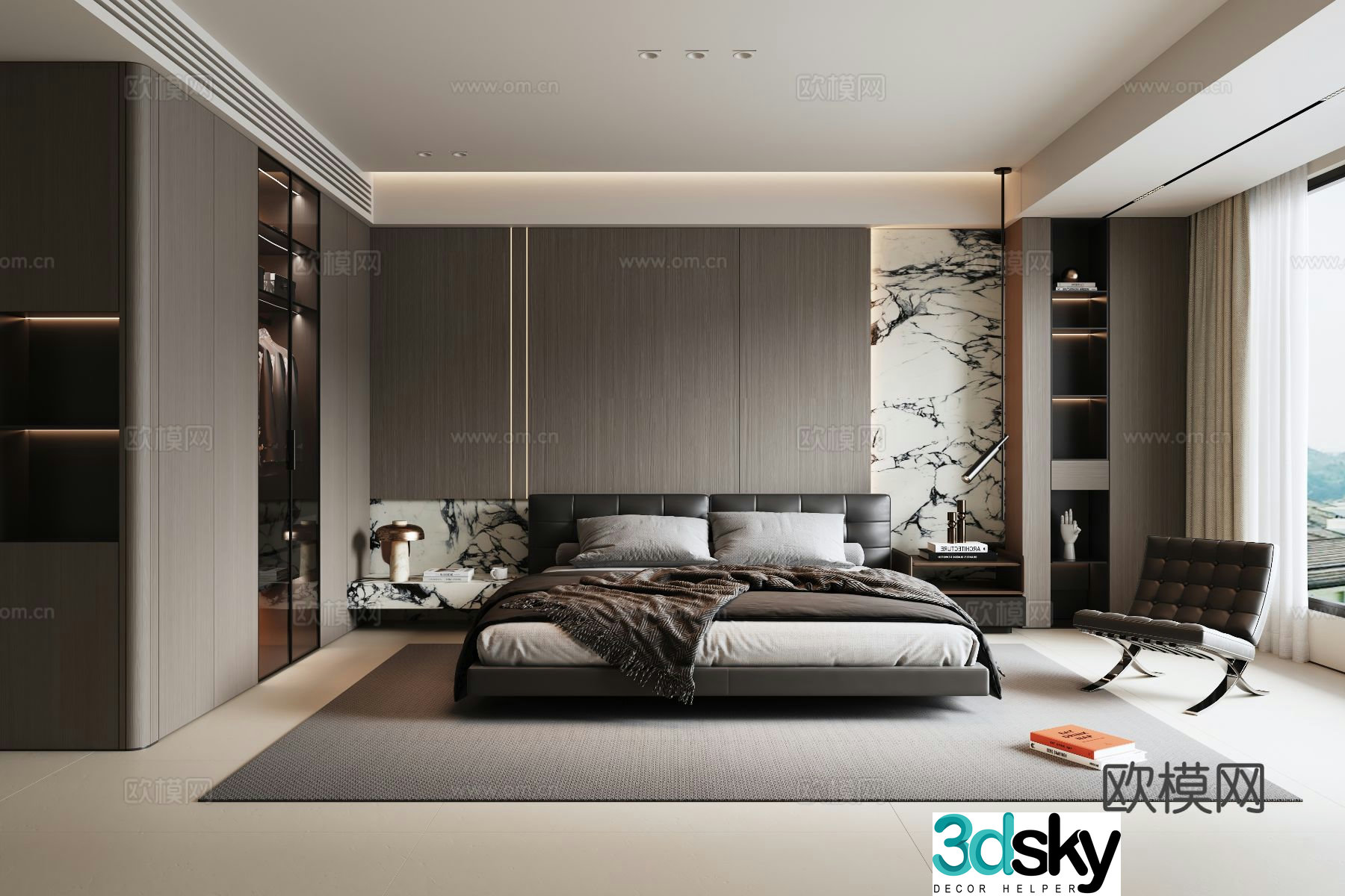 Modern home bedroom master bedroom 3d model