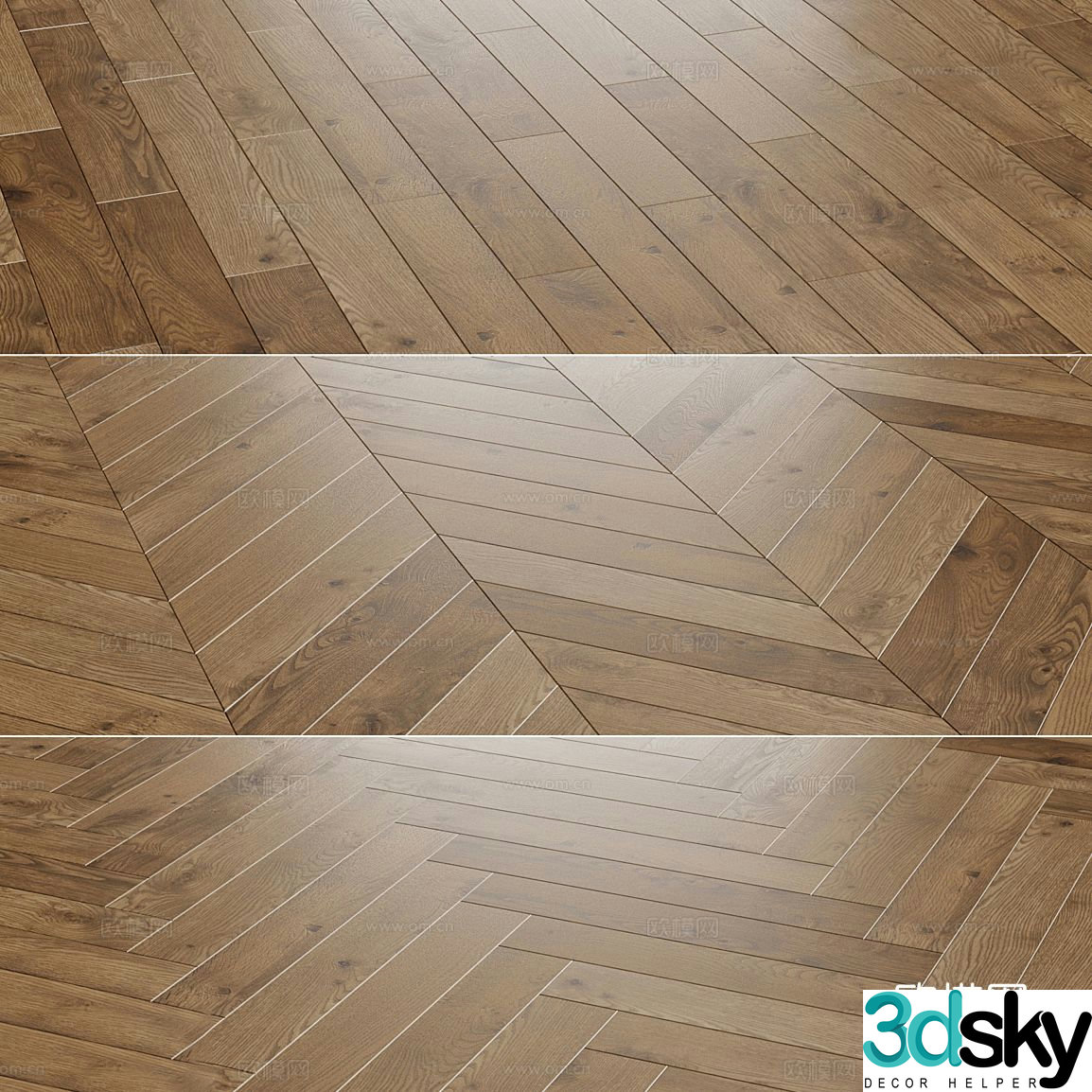 Medium style wood floor wood grain brick matte wood floor walnut floor herringbone 3D model