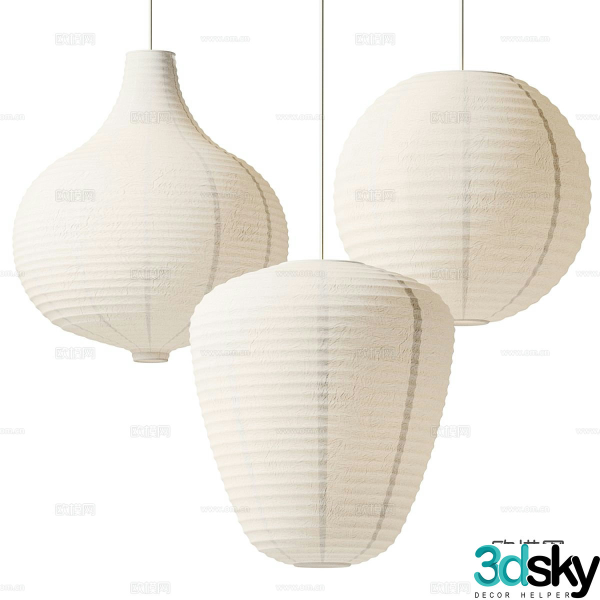 New Chinese style paper decorative chandelier 3D model