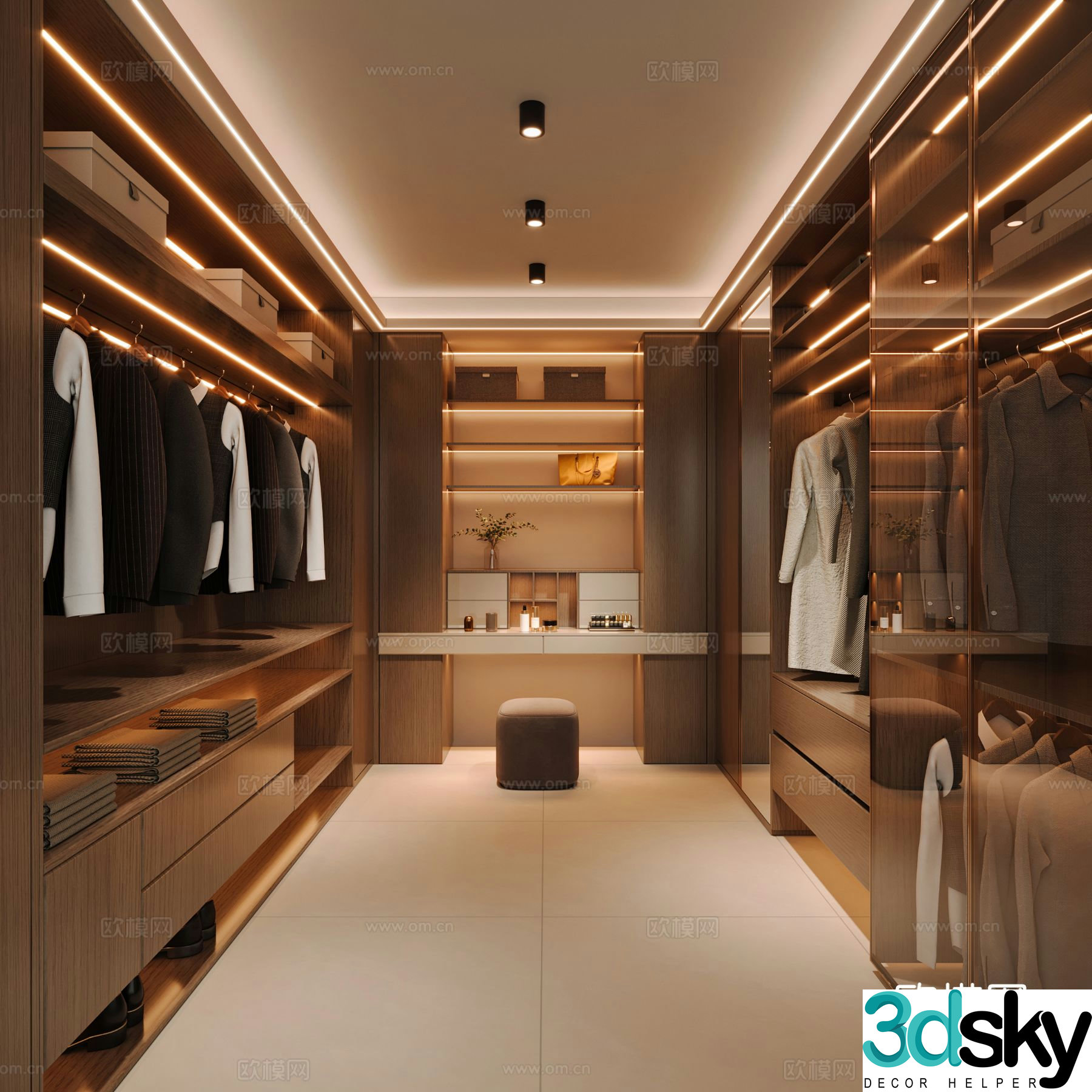 Modern walk-in cloakroom 3d model