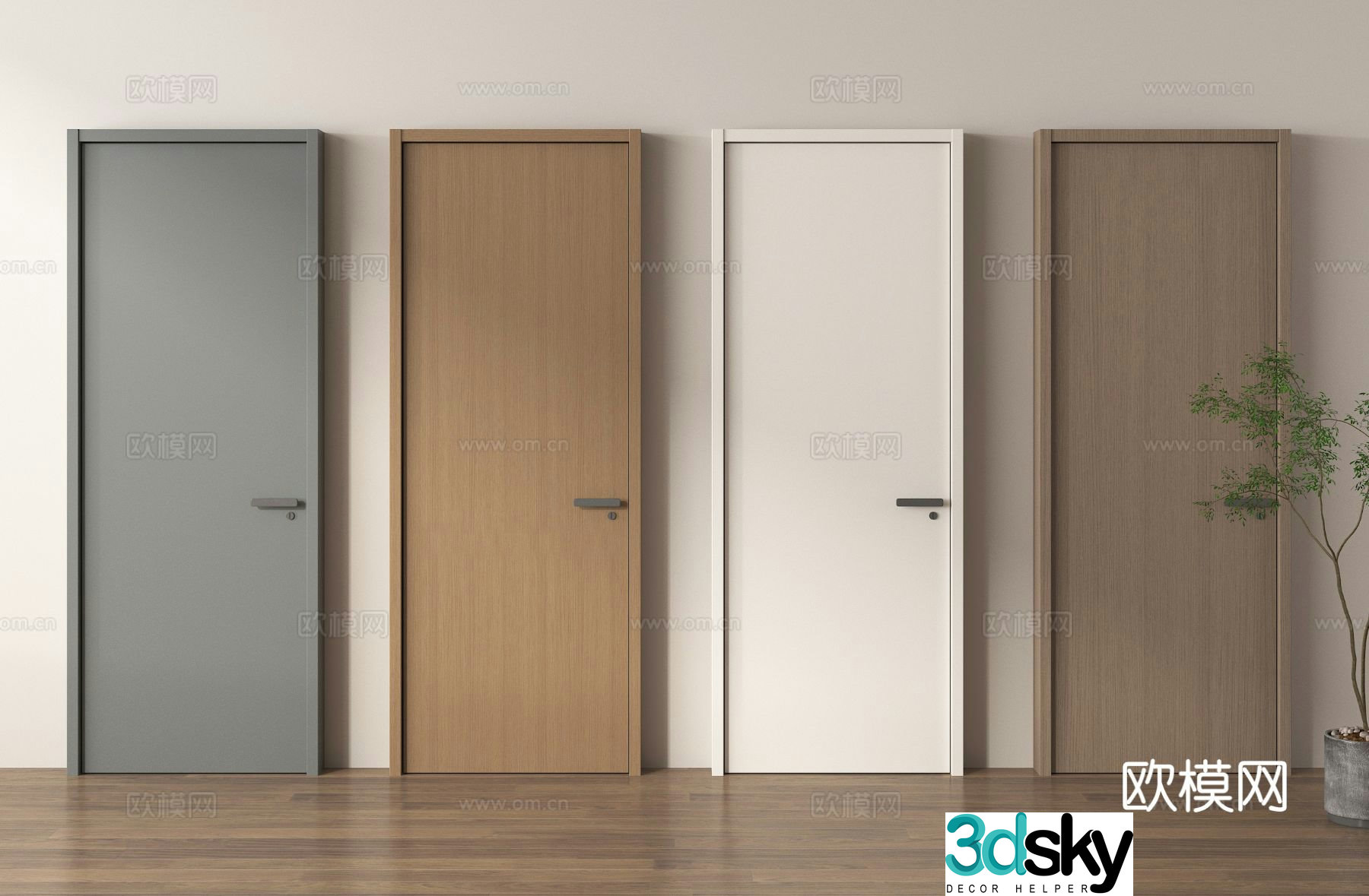 Modern entrance door entrance door single-open door bedroom door 3D model