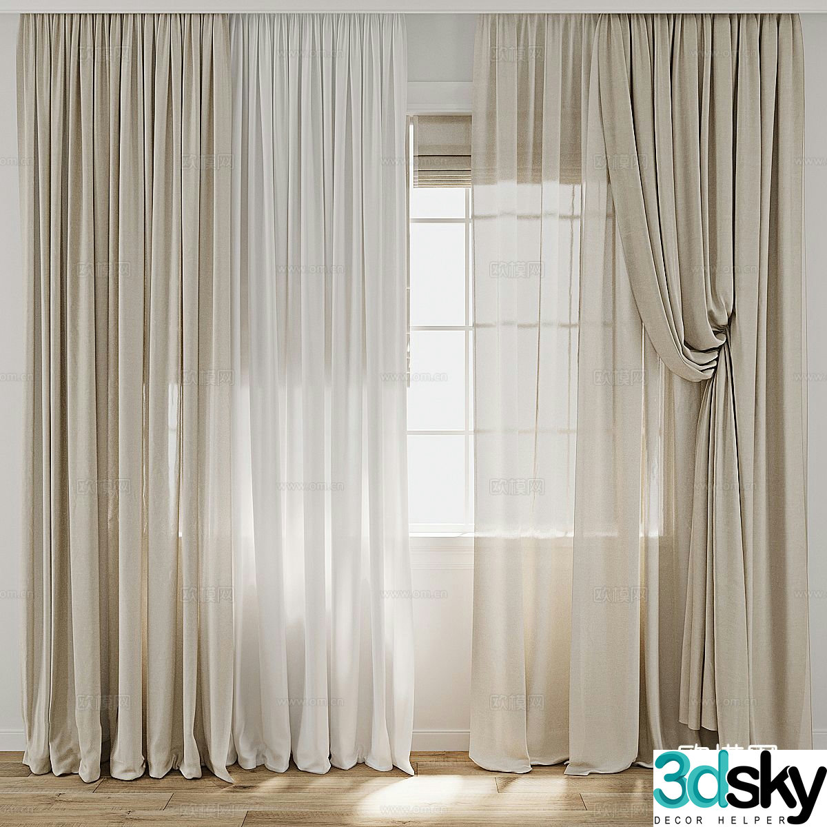 New Chinese style fabric curtain 3D model