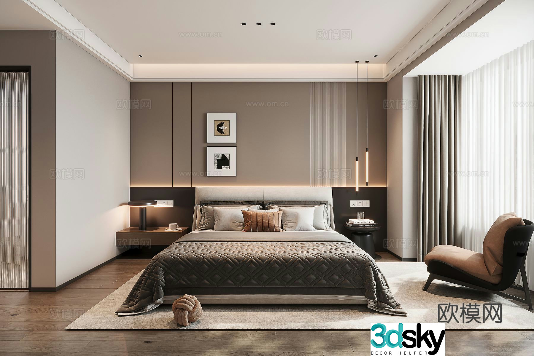 Italian bedroom leisure chair 3d model