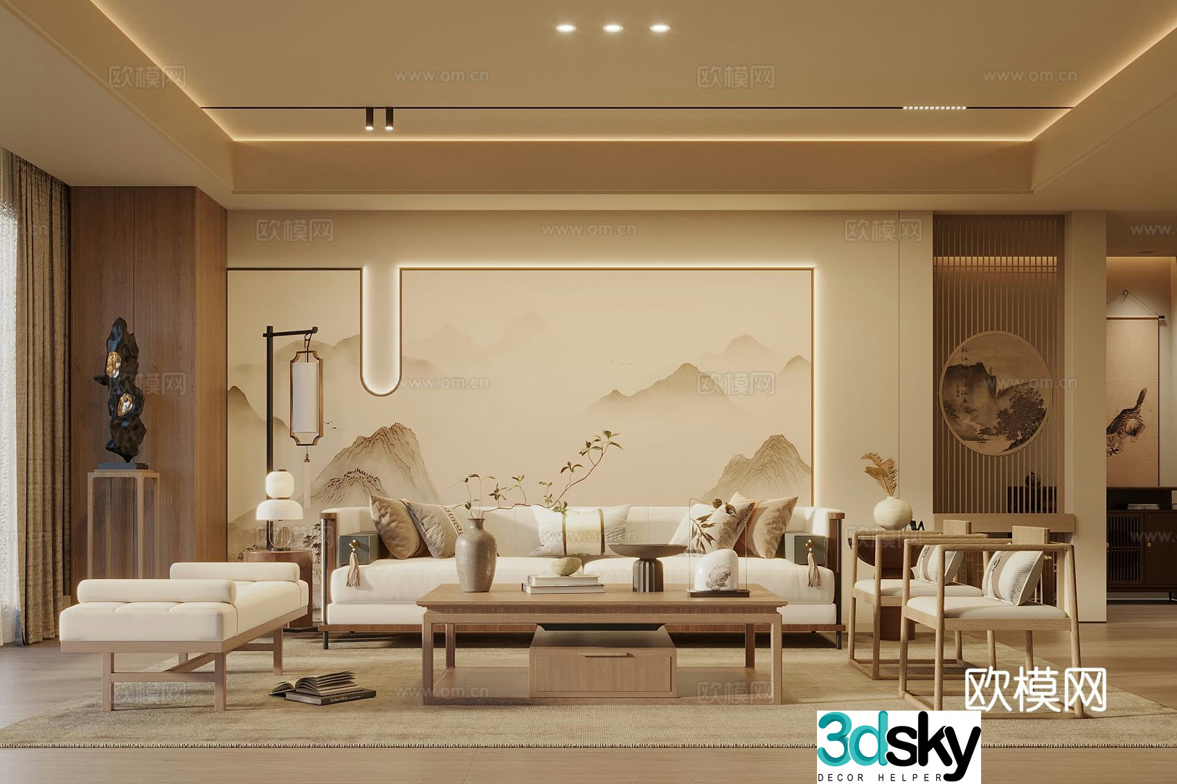 Song’s new stroke living room sofa coffee table combination sofa background wall leisure chair coffee table Song’s 3D model