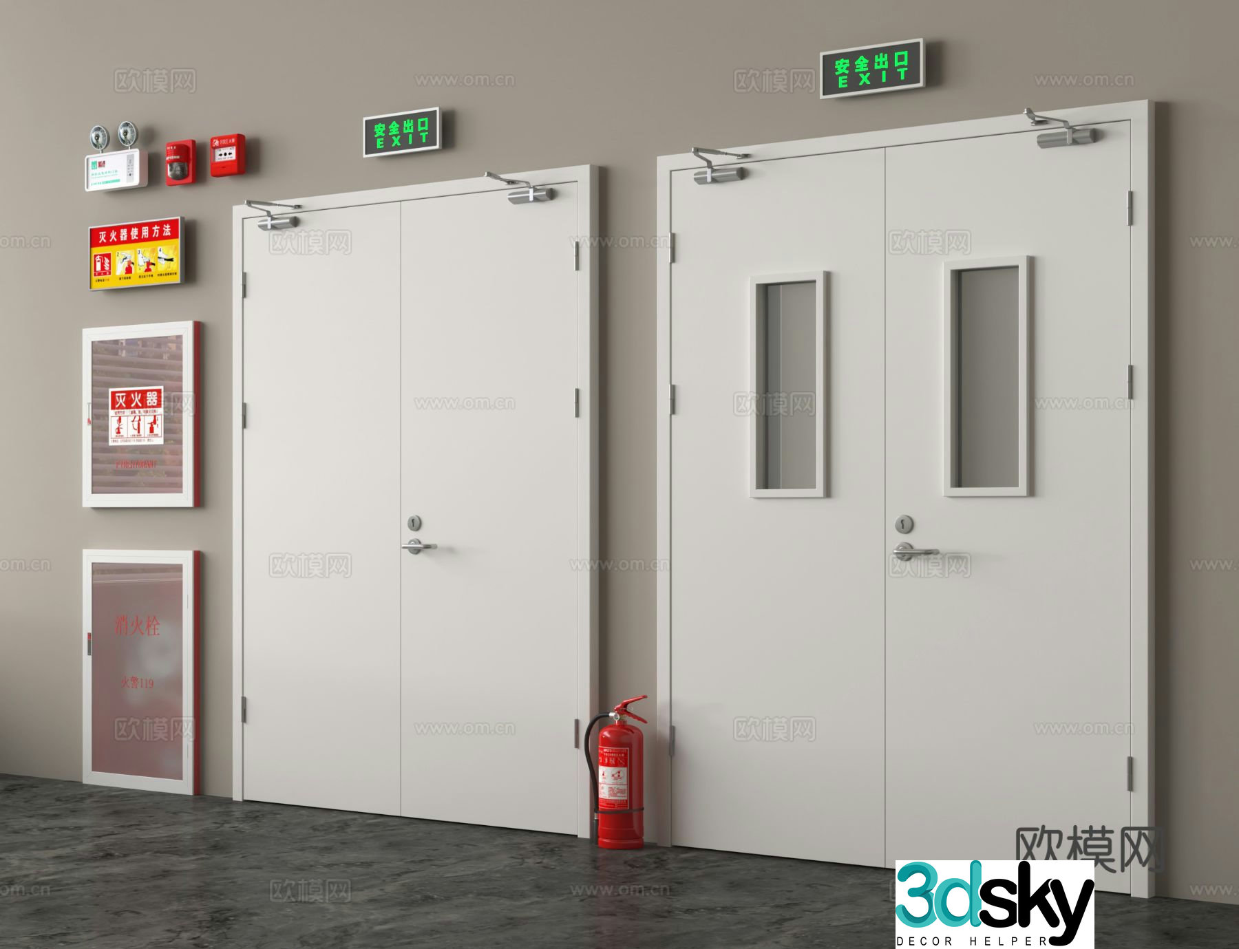 Fire Hydrant Fire Equipment Fire Extinguisher Safety Door Fire Door 3D Model