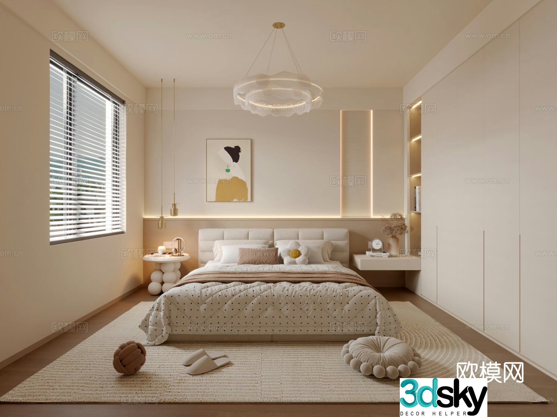 Modern girl room bedroom second bedroom daughter room 3d model