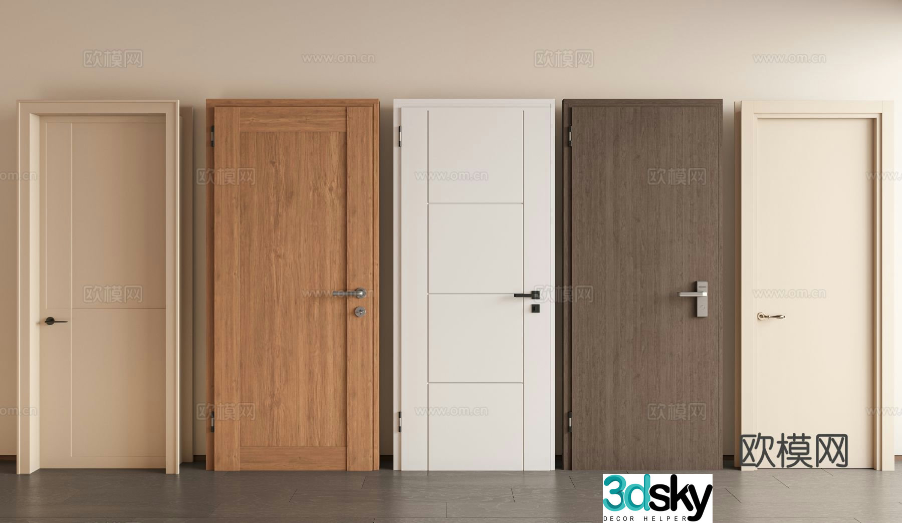 Modern bedroom door Interior door Single open door Single open Shoud door Entry door 3D model