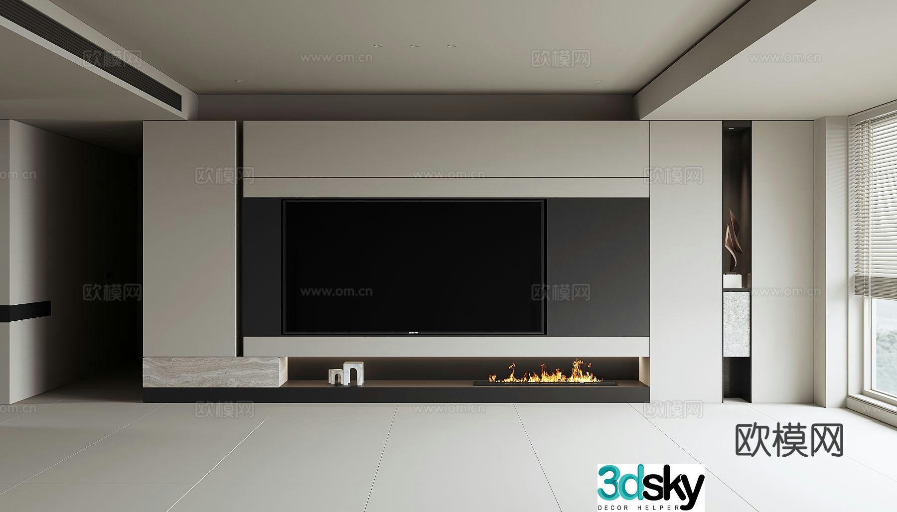Modern TV background wall 3d model