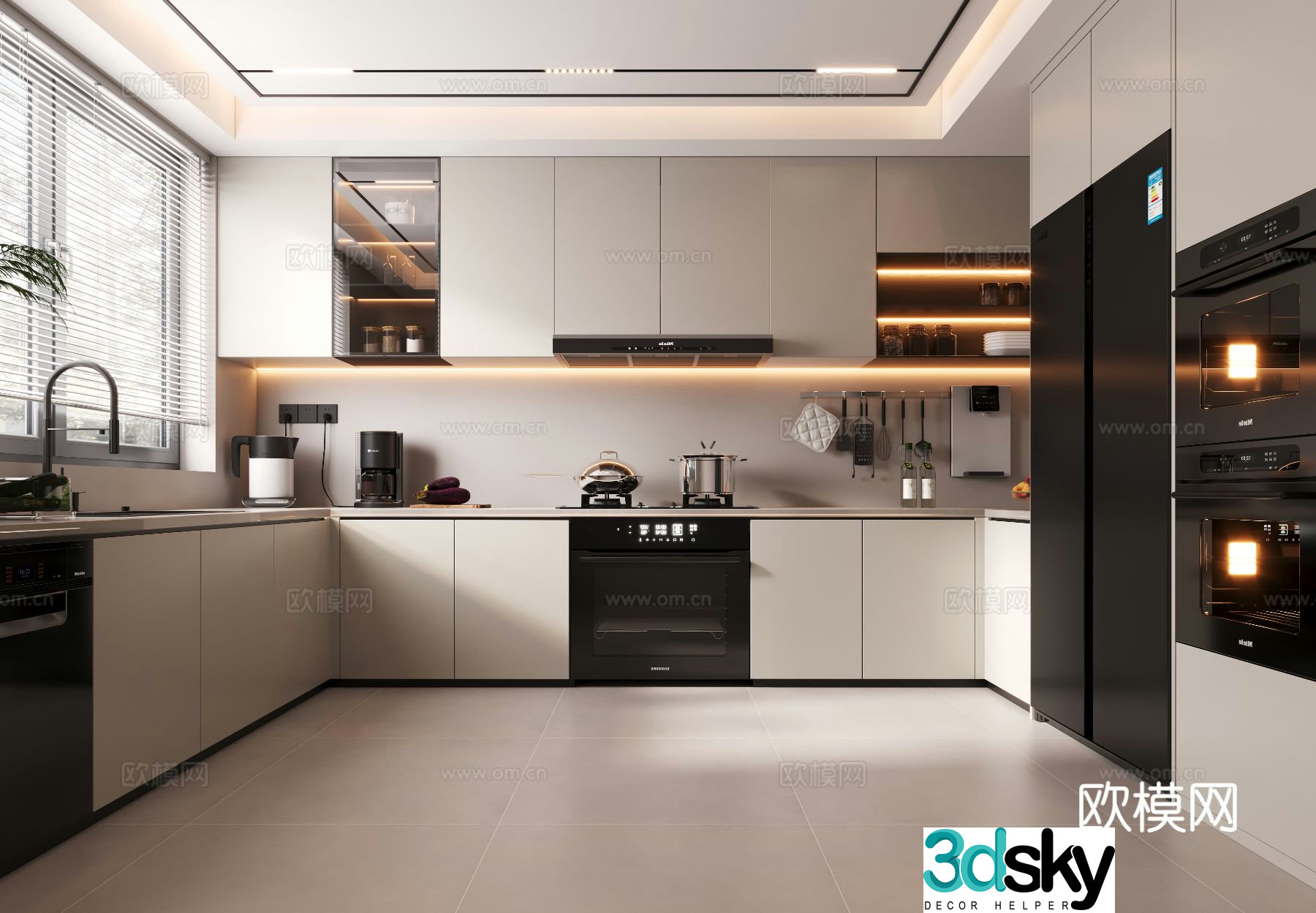 Modern minimalist kitchen 3d model