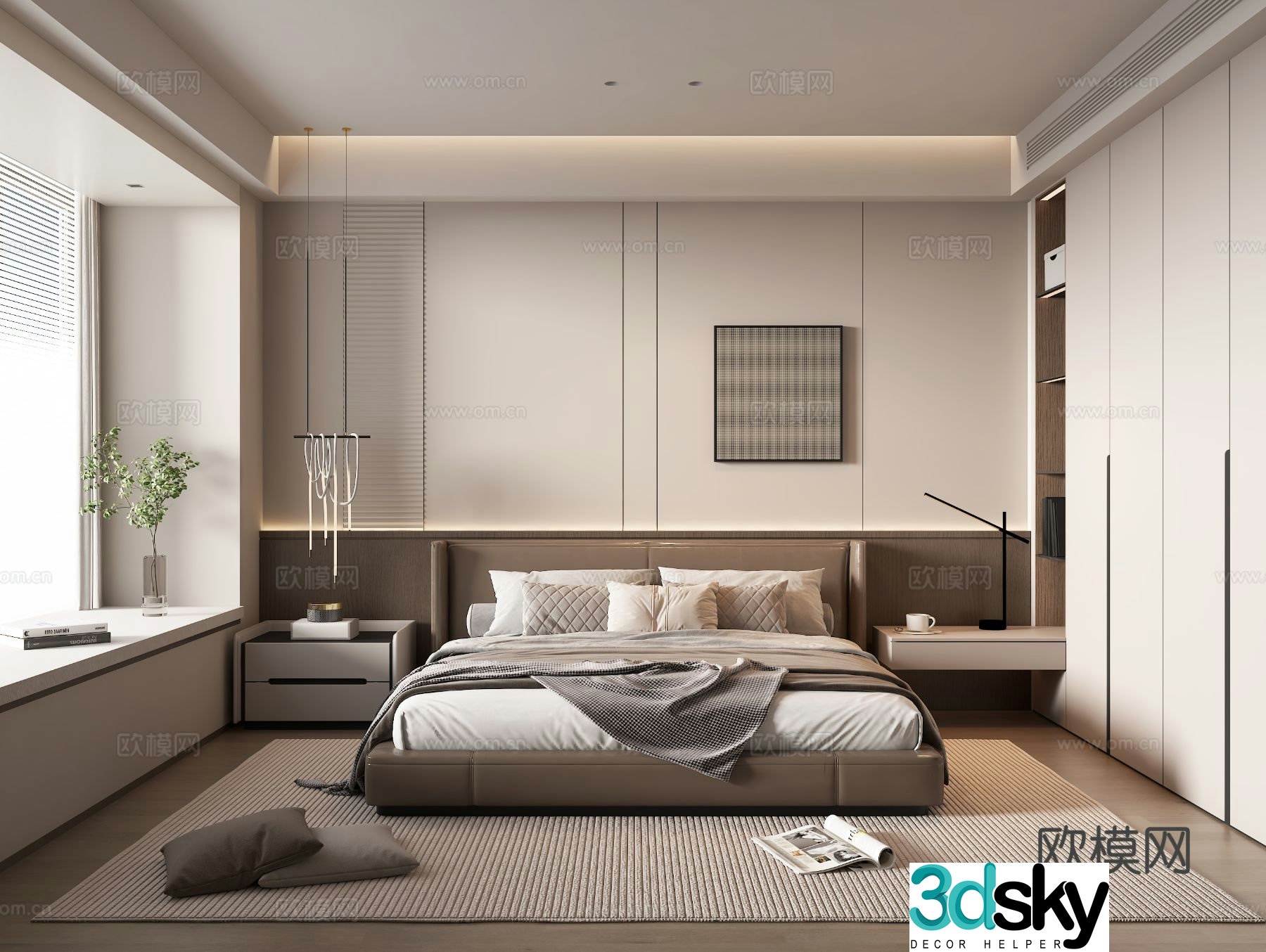 Modern home bedroom master bedroom 3d model