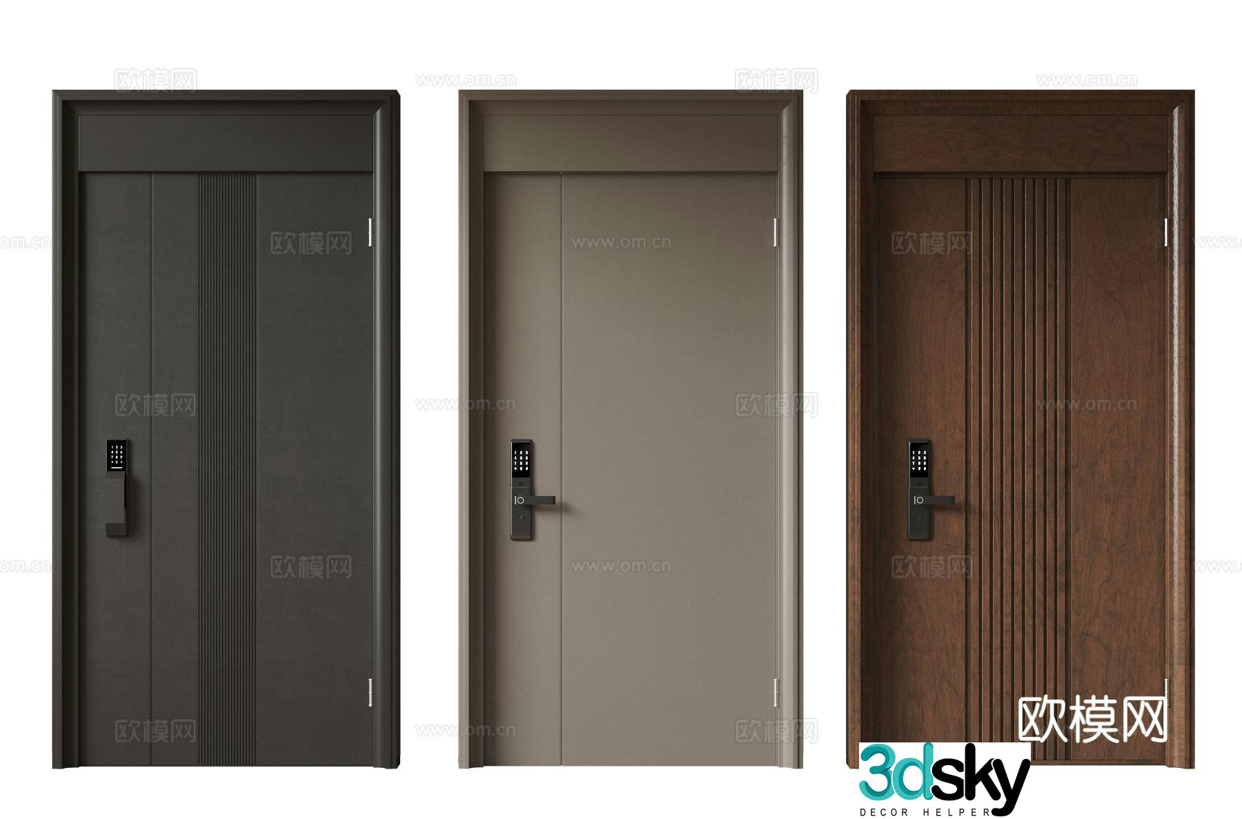 Modern minimalist entrance door medieval security door single opening door mother and child door main door password door 3D model