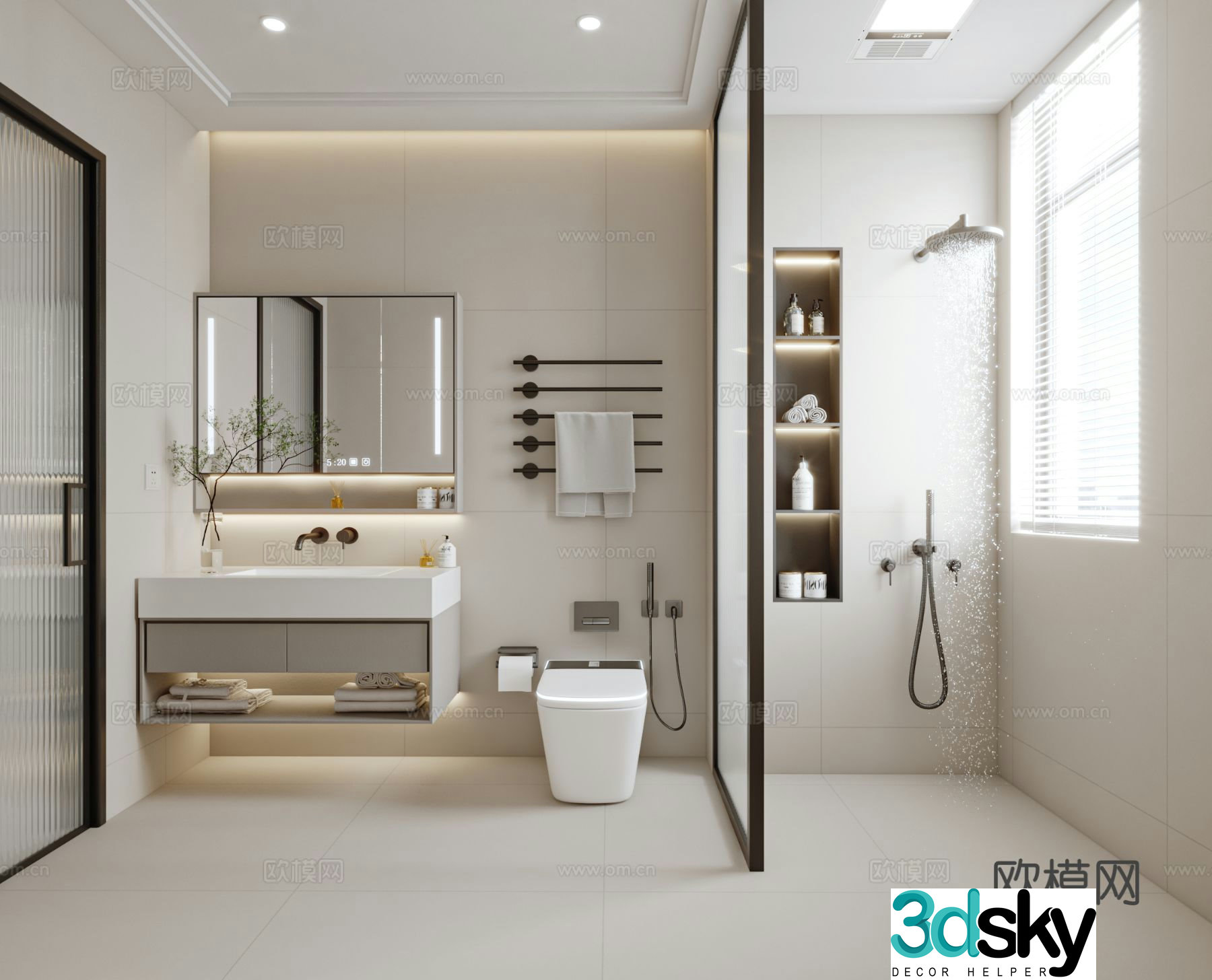 Modern bathroom cream bathroom 3d model