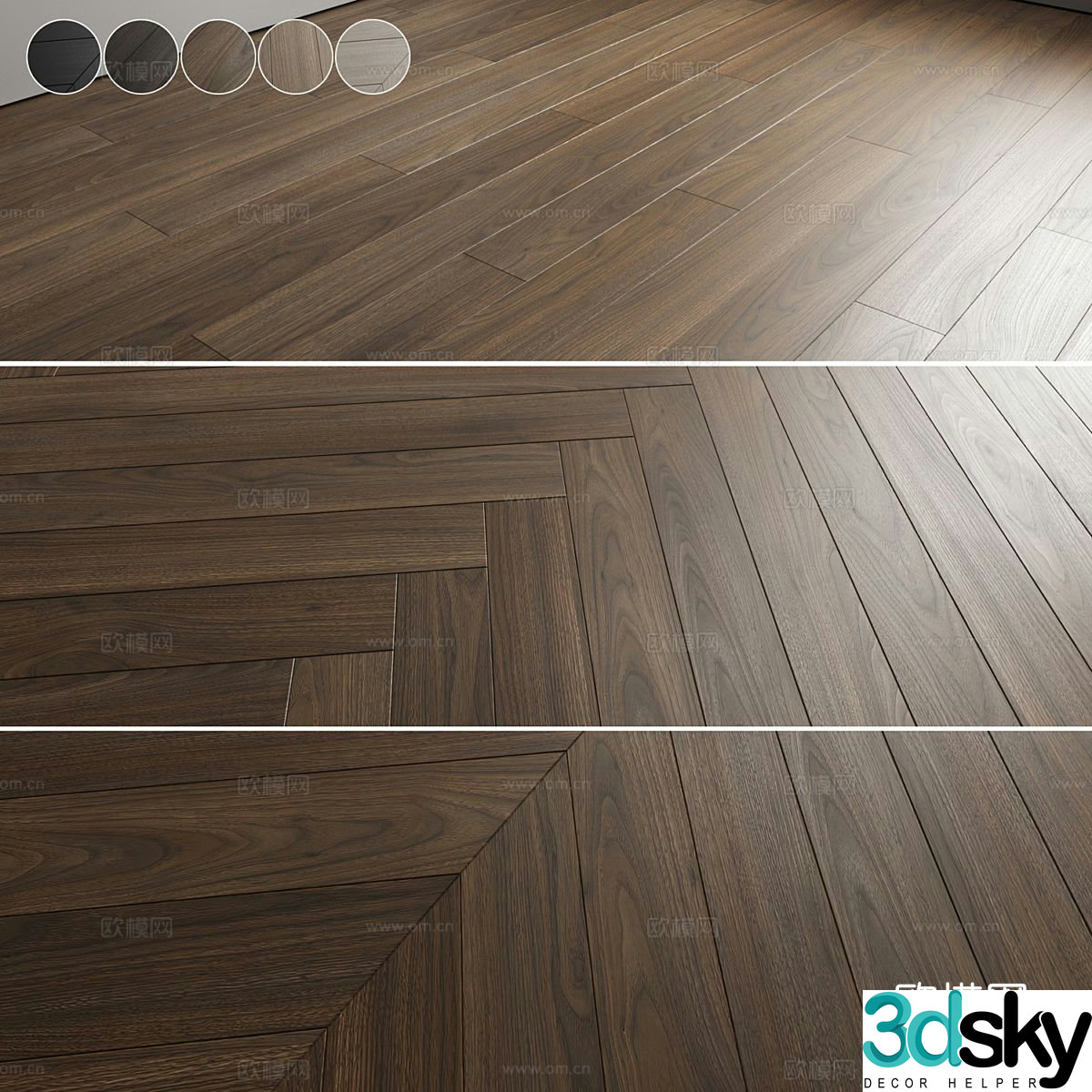 New Chinese-style solid wood flooring laminate flooring parquet flooring 3D model