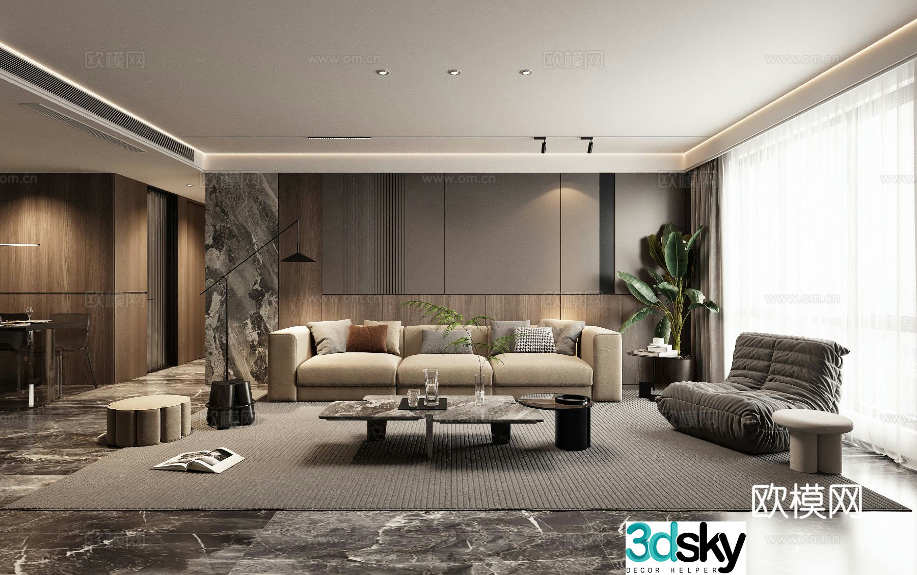 Modern living room combination sofa 3d model