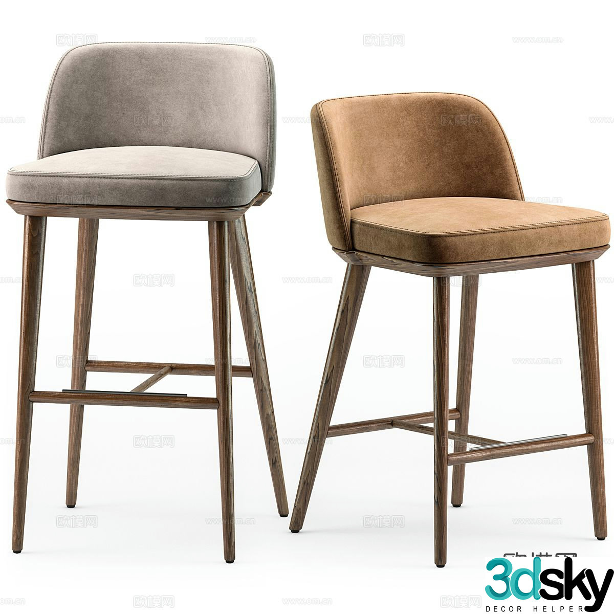 Middle-aged style bar chair Fabric bar chair Bar chair Bar stool 3D model
