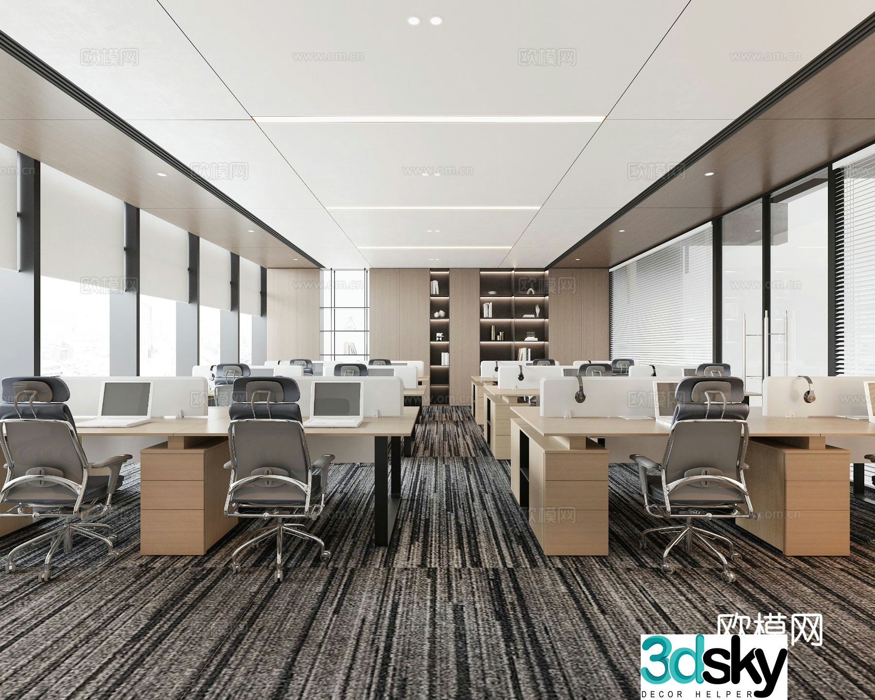 Modern public office area 3d model