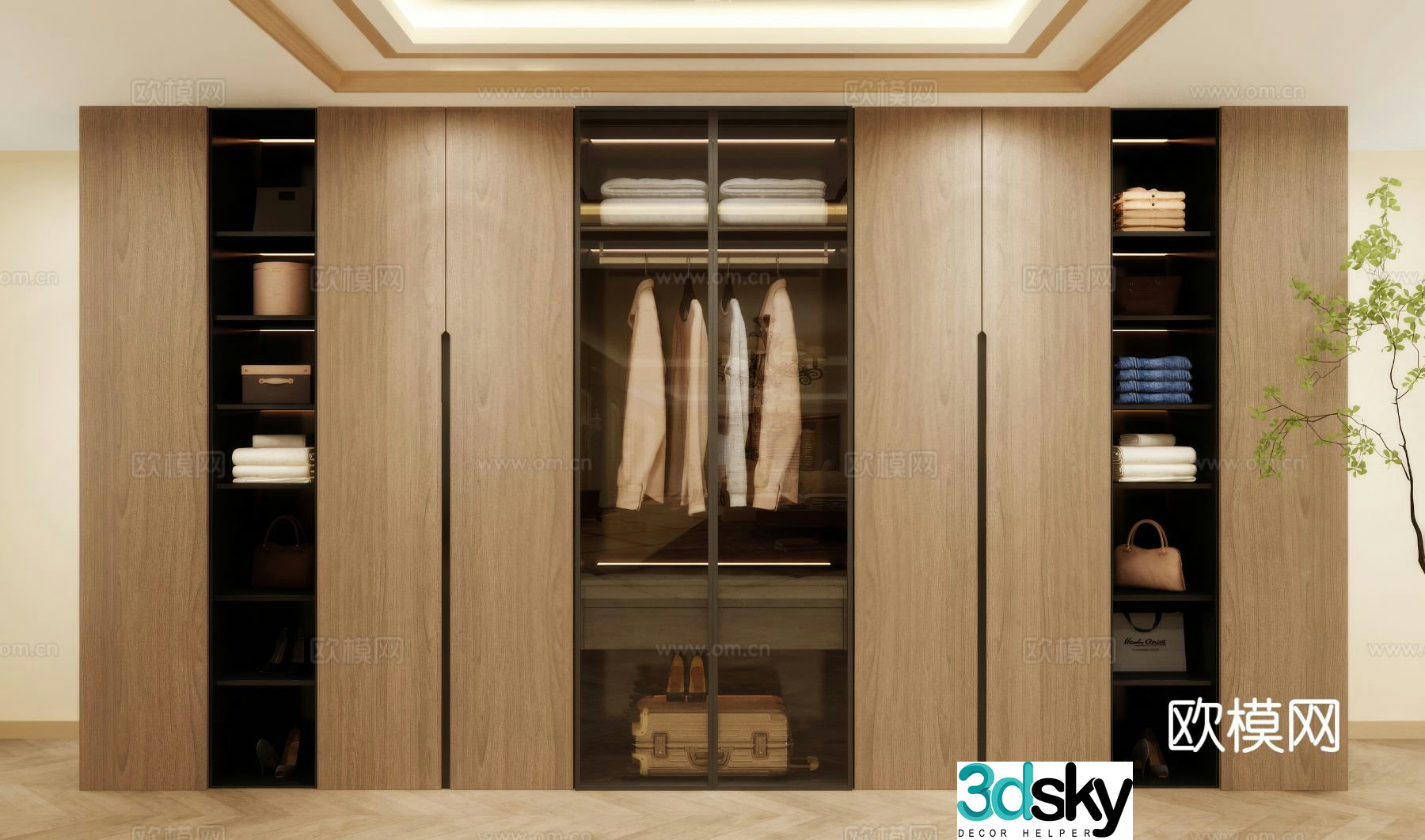 Modern Wardrobe Clothes Cabinet 3D Model