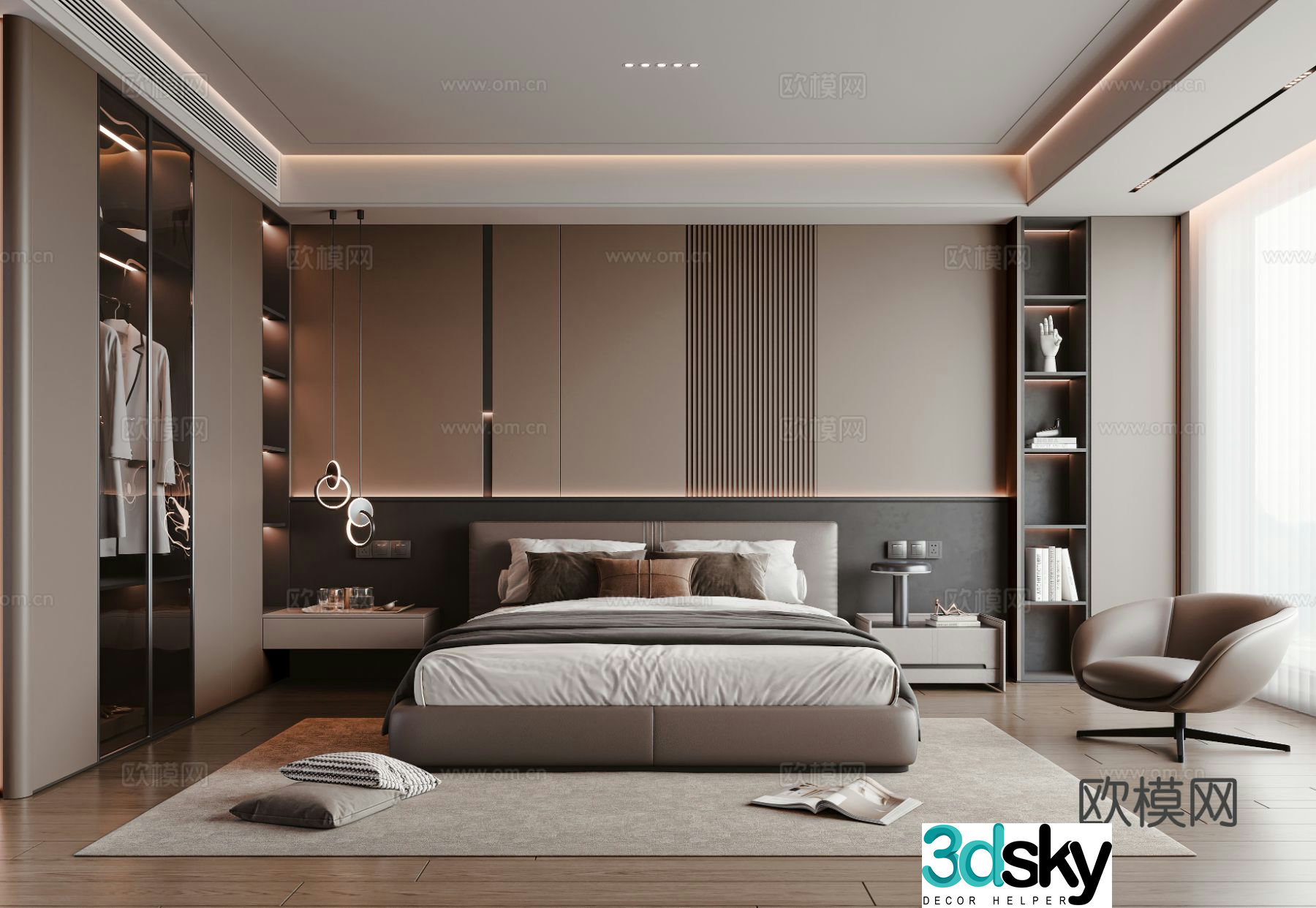Modern bedroom master bedroom 3d model
