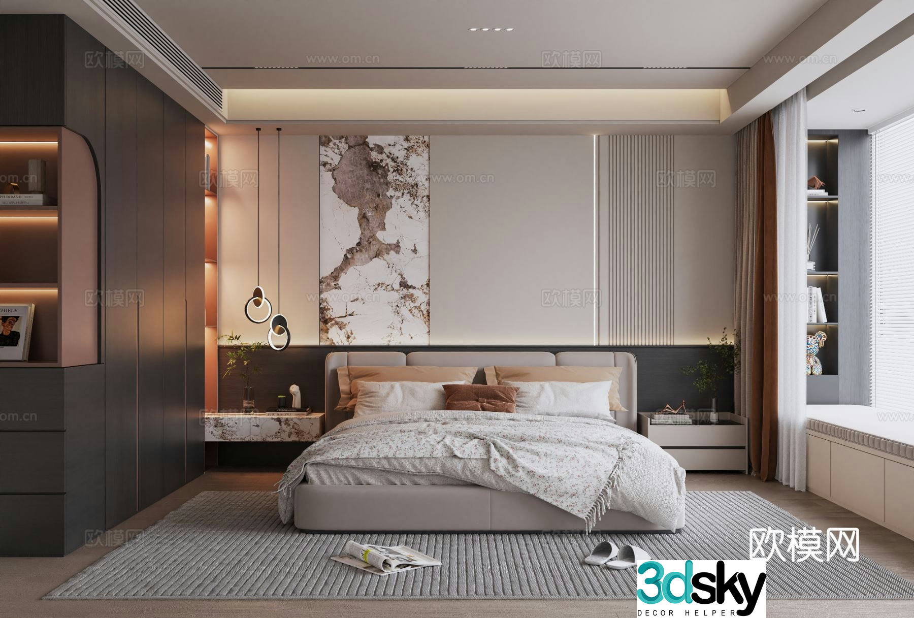 Italian style bedroom master bedroom 3d model