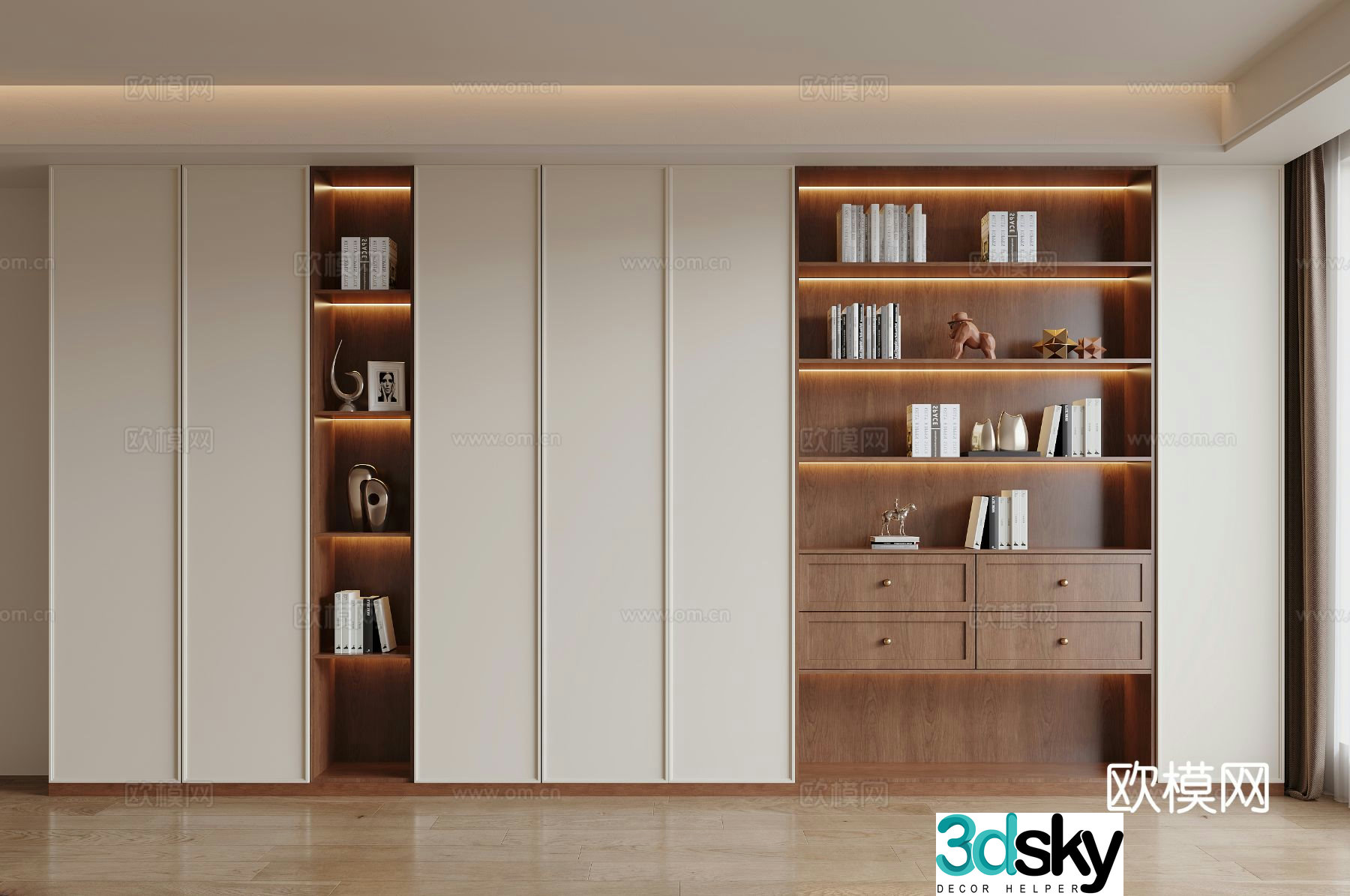 3D model of medieval style bookcase