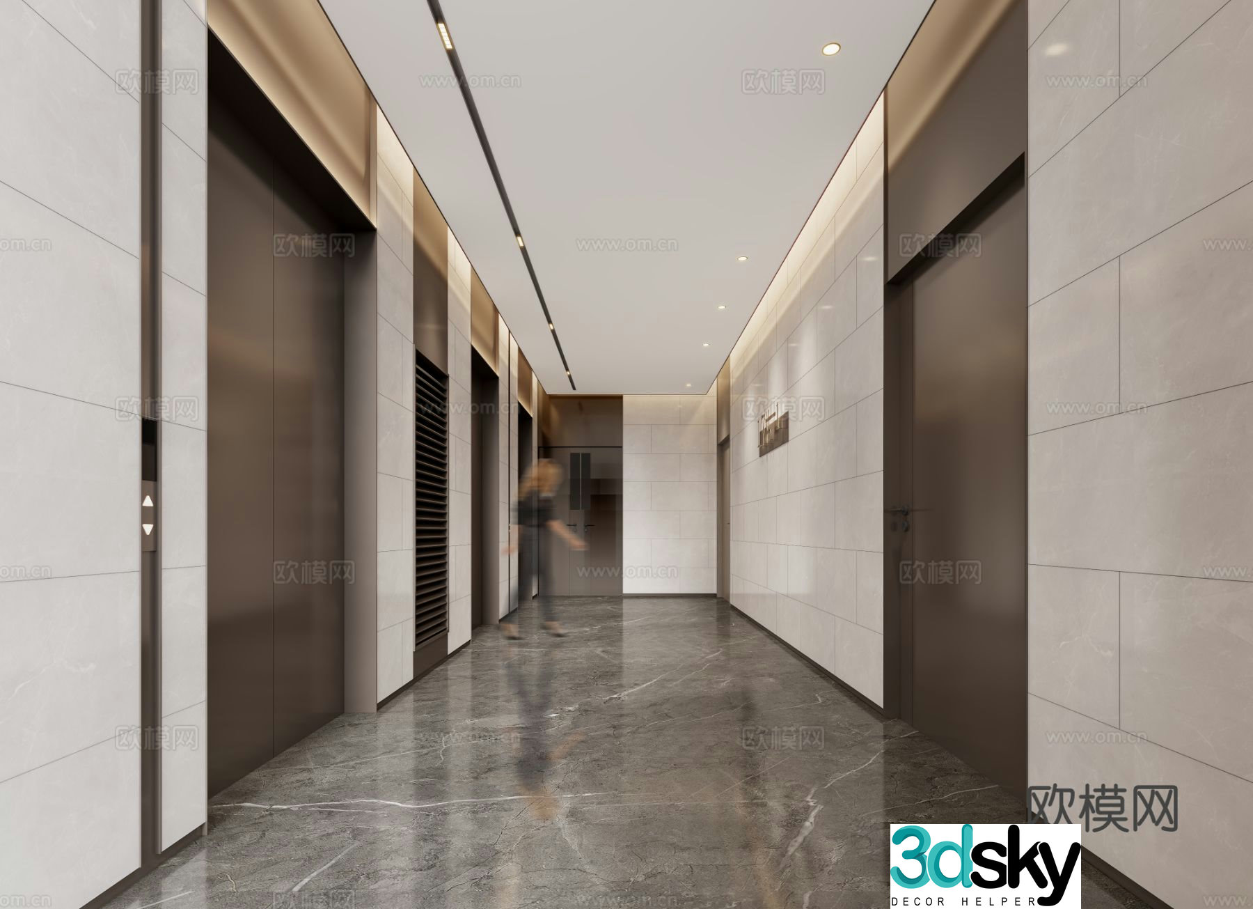 Modern elevator hall corridor 3d model