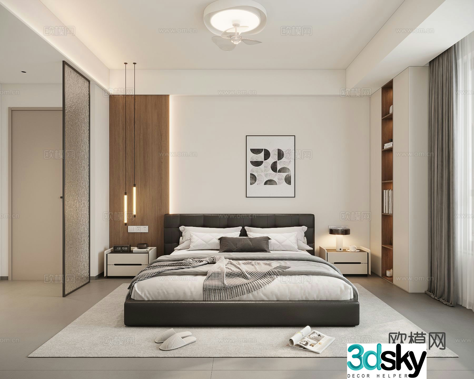 Modern minimalist bedroom second bedroom 3D model