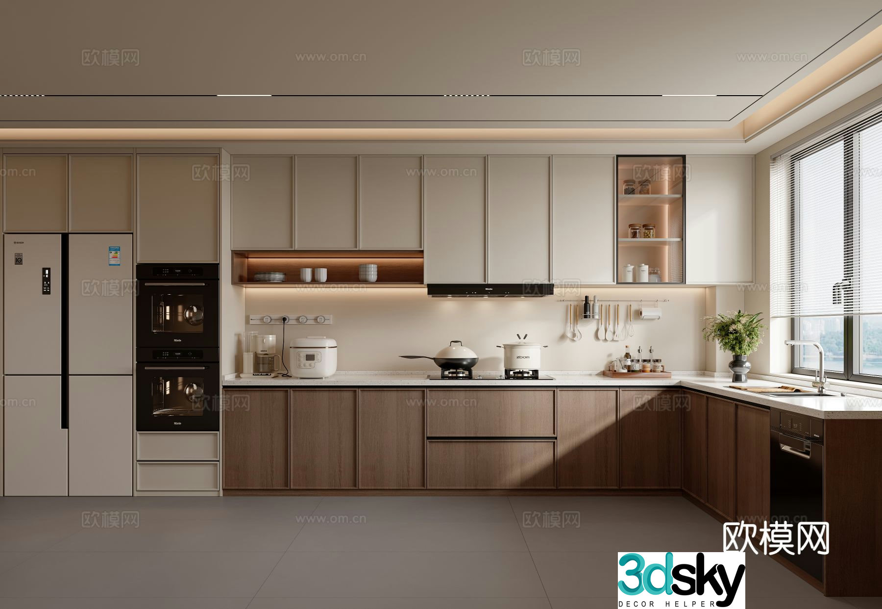 Middle style kitchen cabinet 3d model