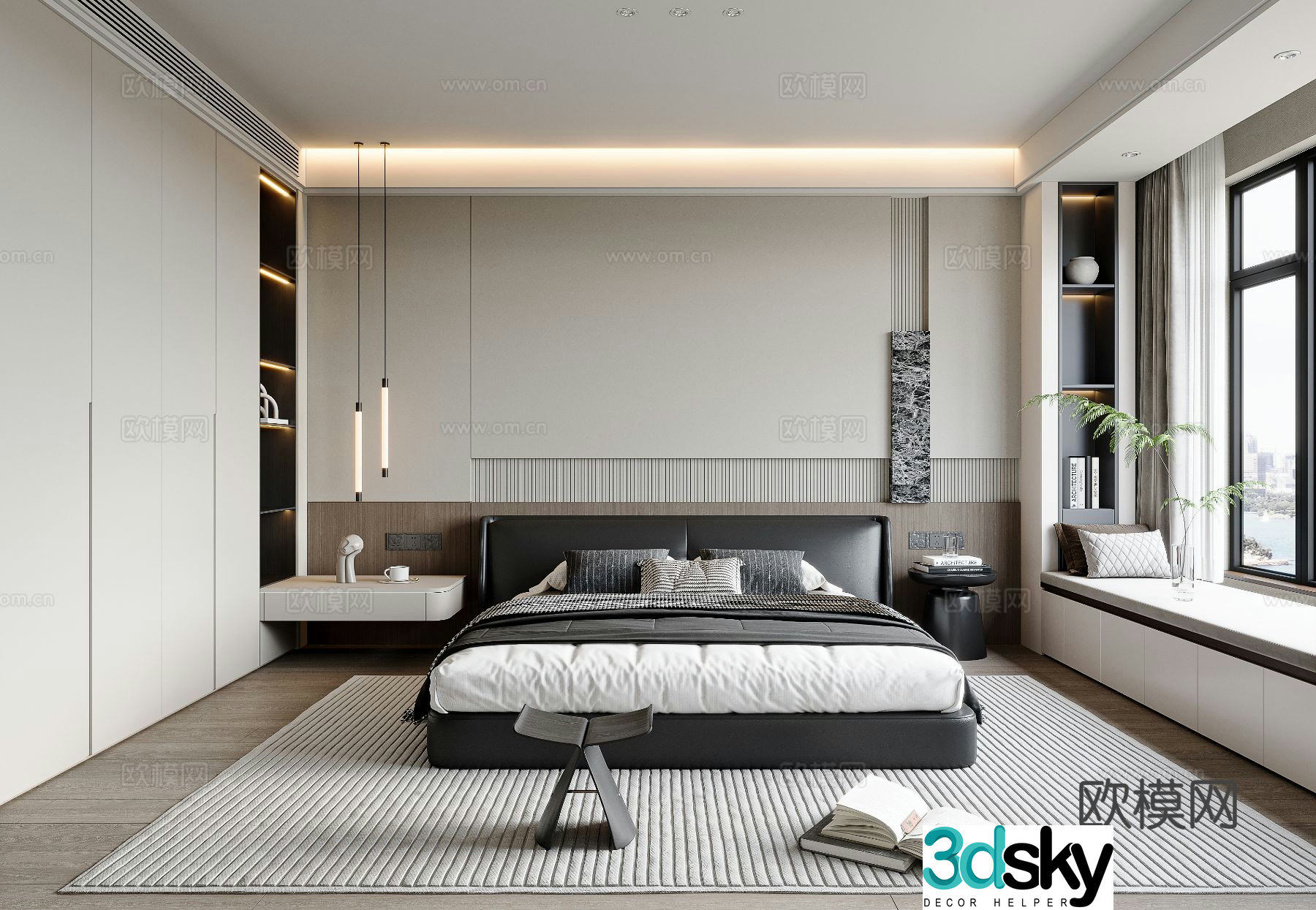 Modern bedroom master bedroom 3d model