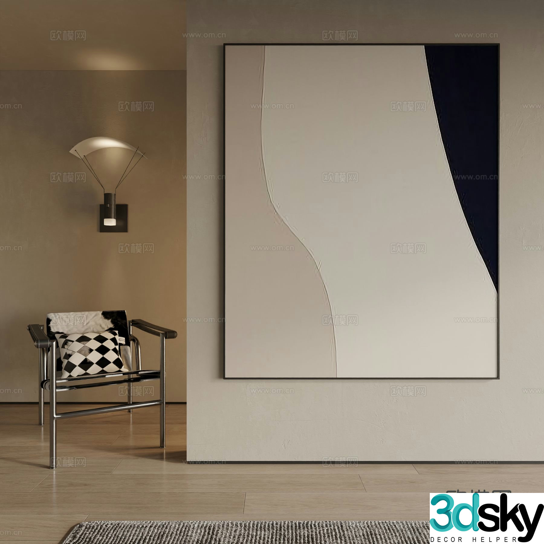 Modern decorative painting hanging painting 3d model
