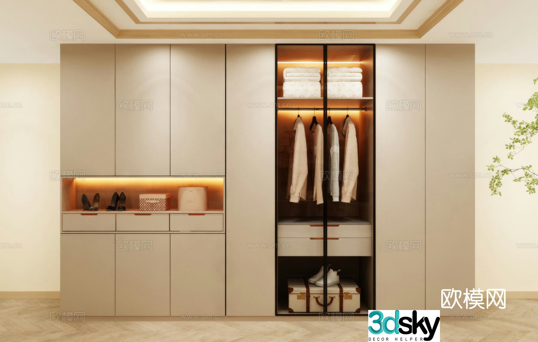 Modern Wardrobe Clothes Cabinet 3D Model