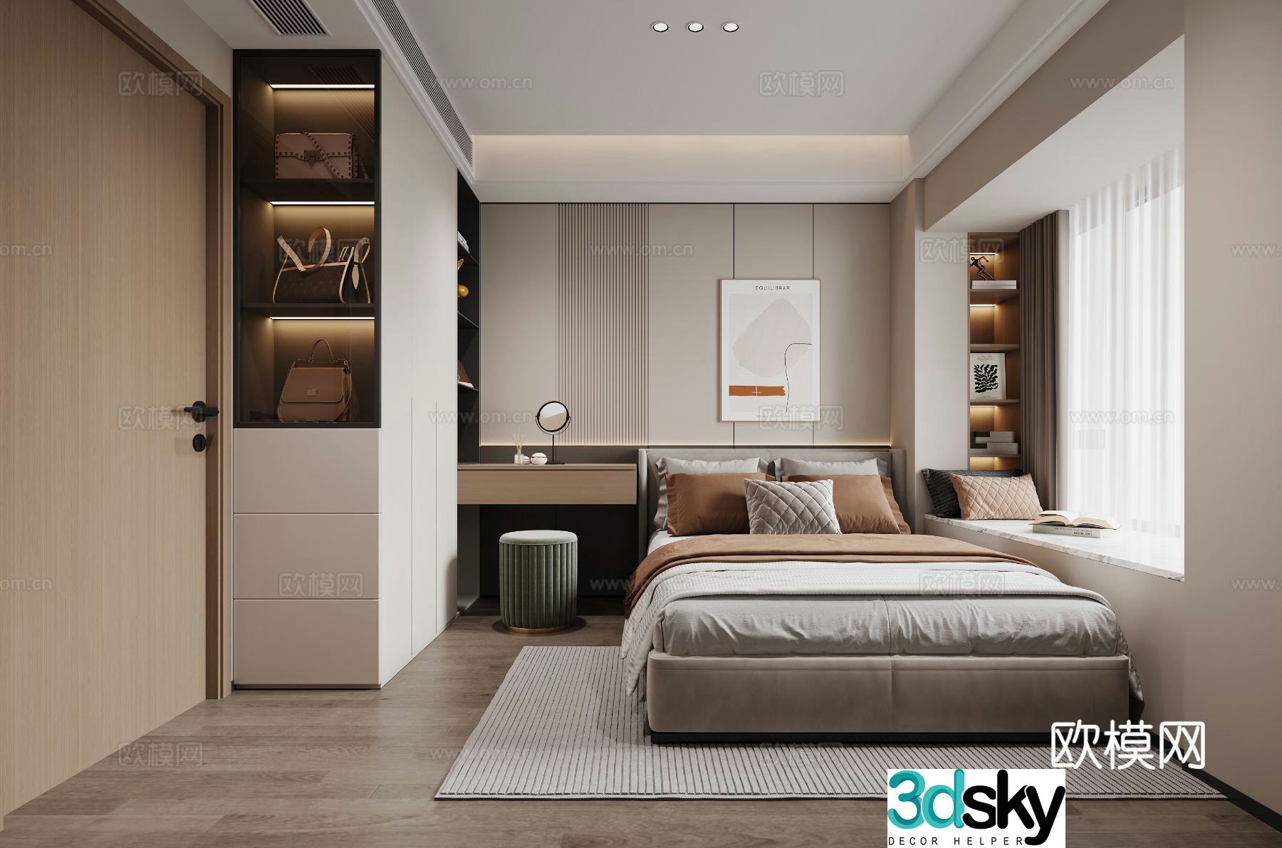 Modern bedroom second bedroom 3d model