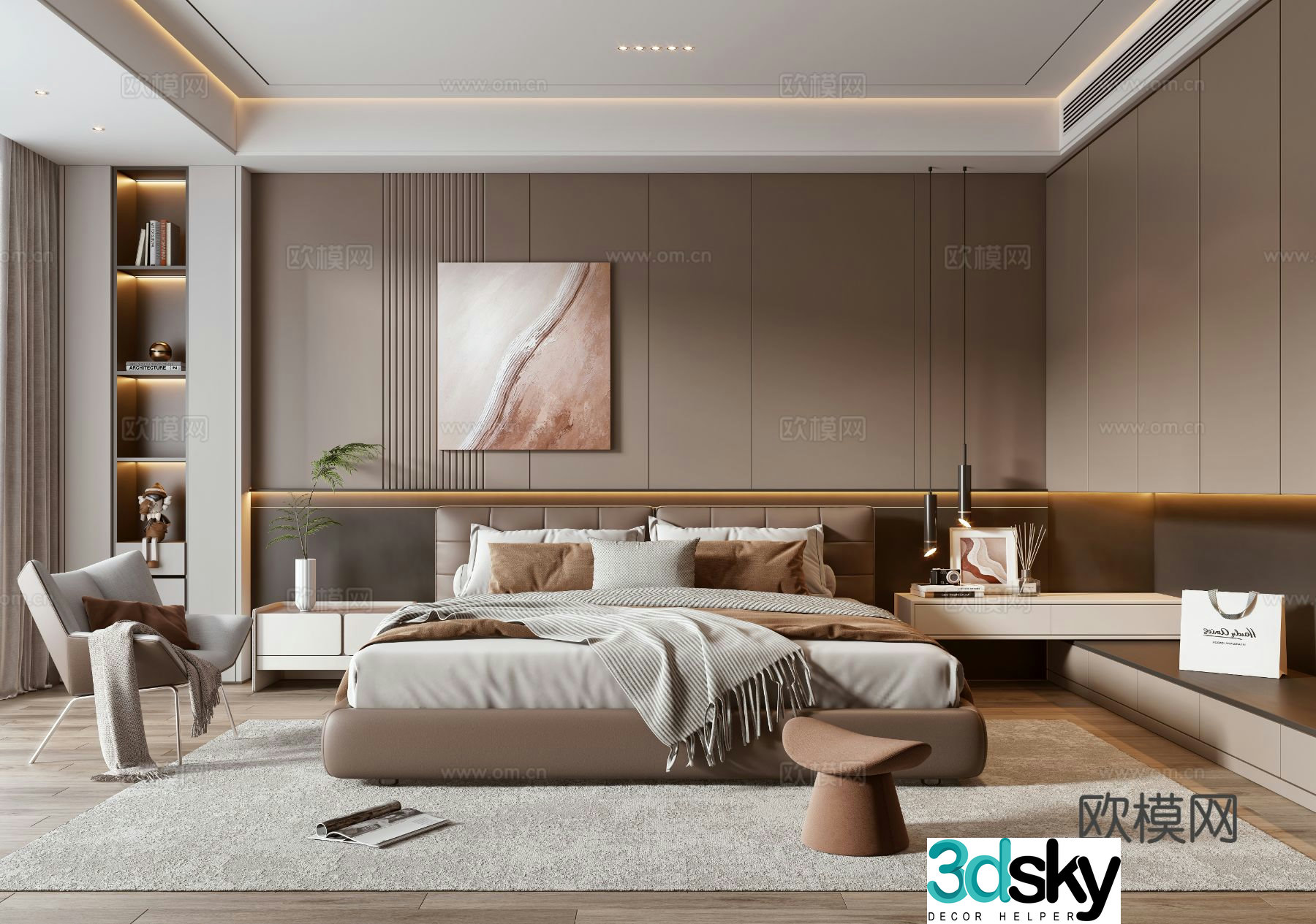 Italian home bedroom master bedroom 3d model