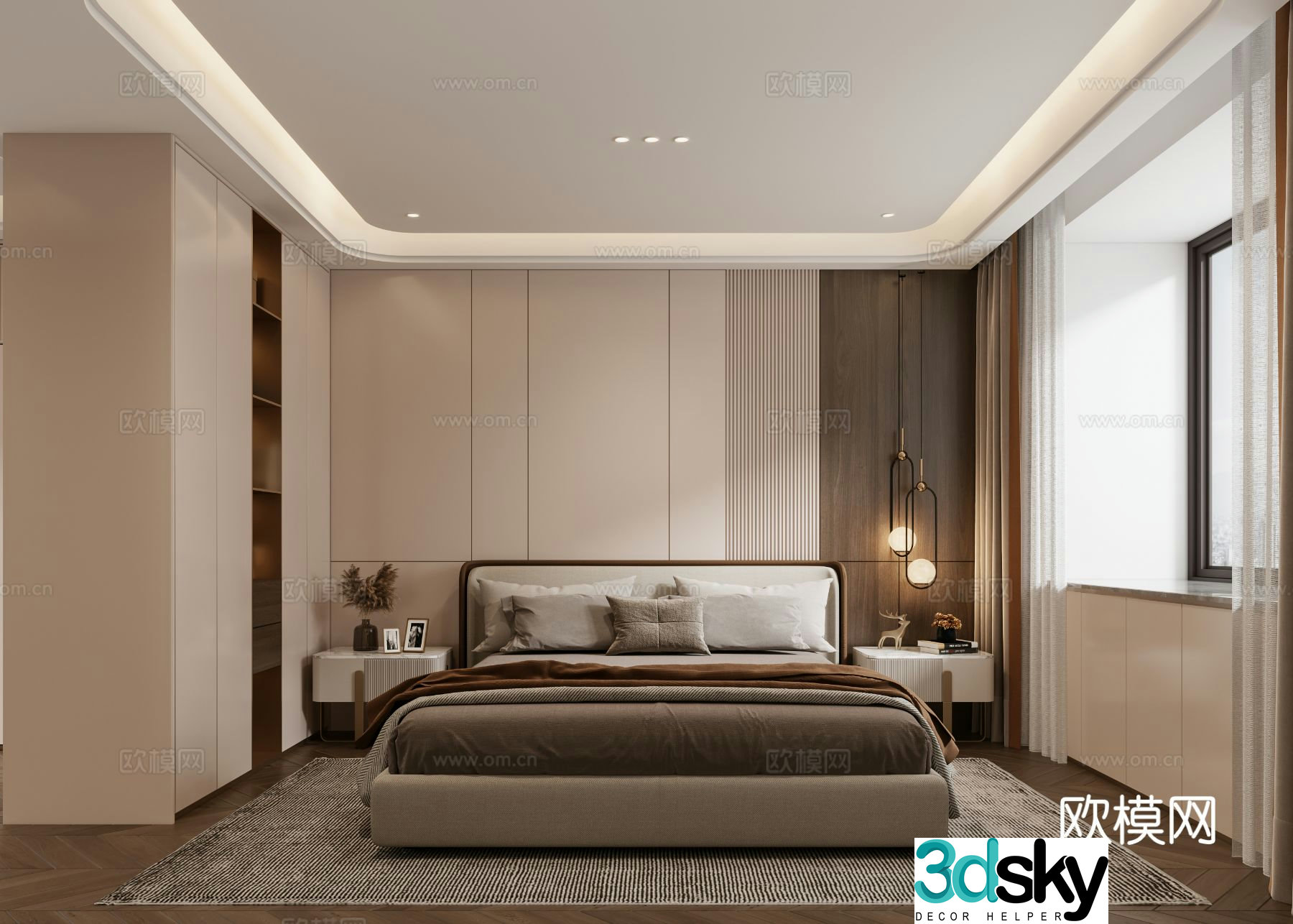 Modern bedroom master bedroom 3d model