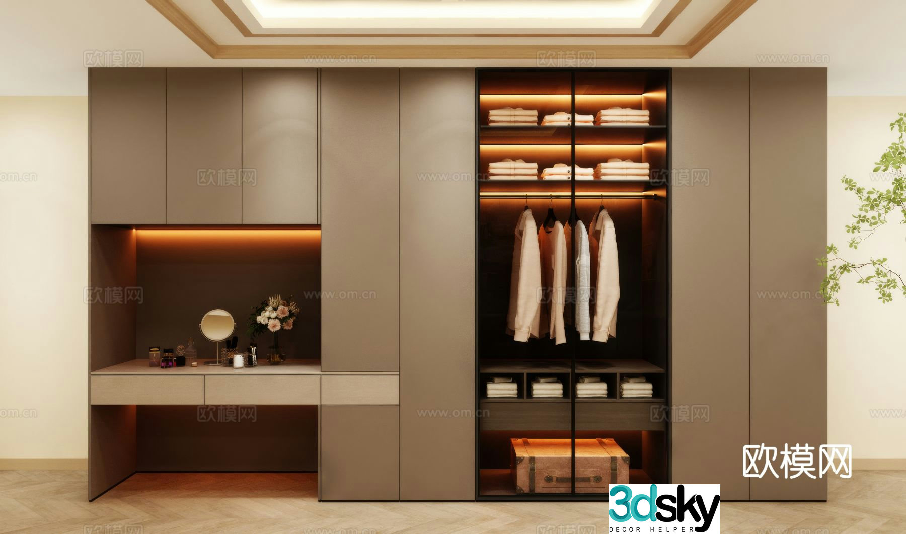 Modern Wardrobe Clothes Cabinet 3D Model