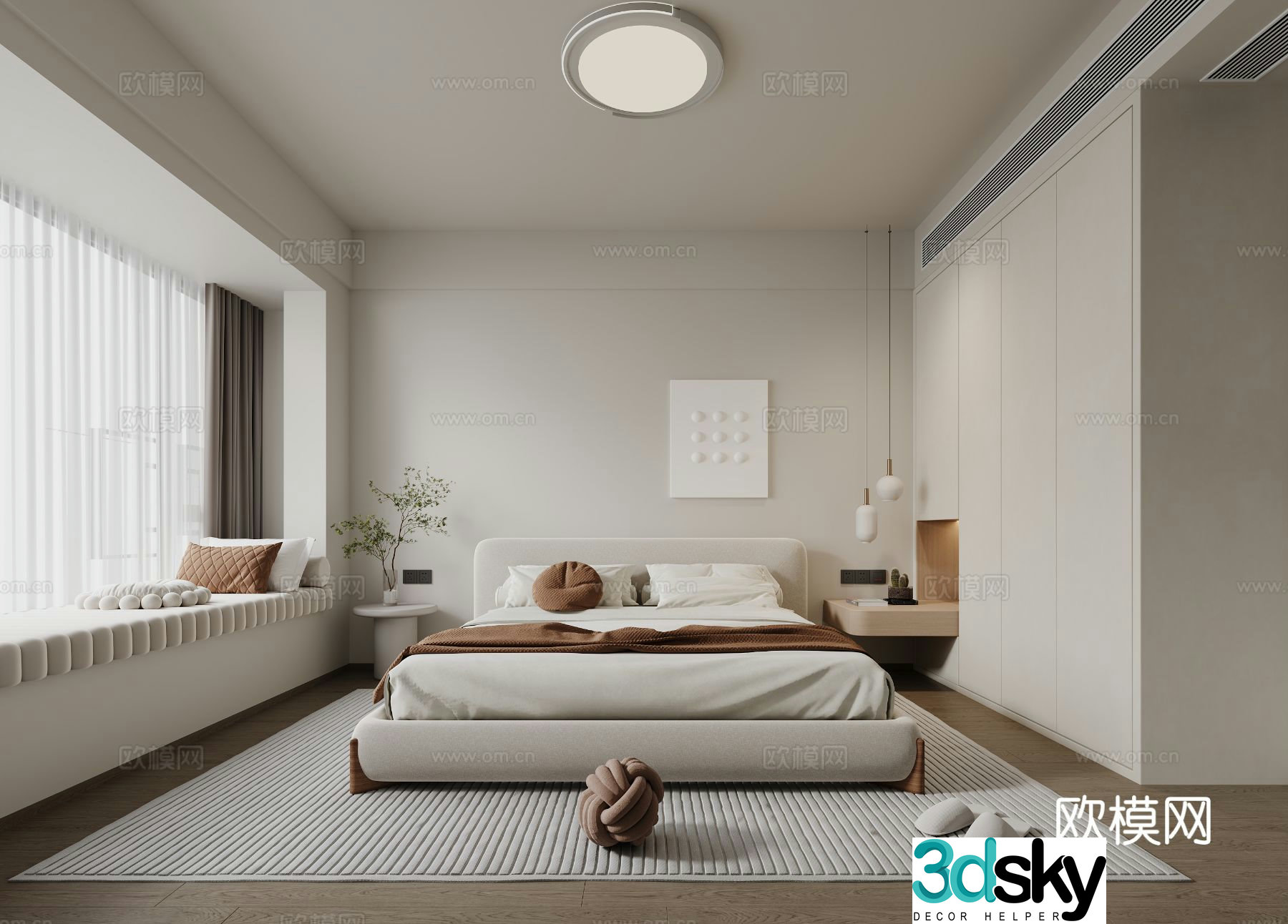 Modern bedroom second bedroom 3d model