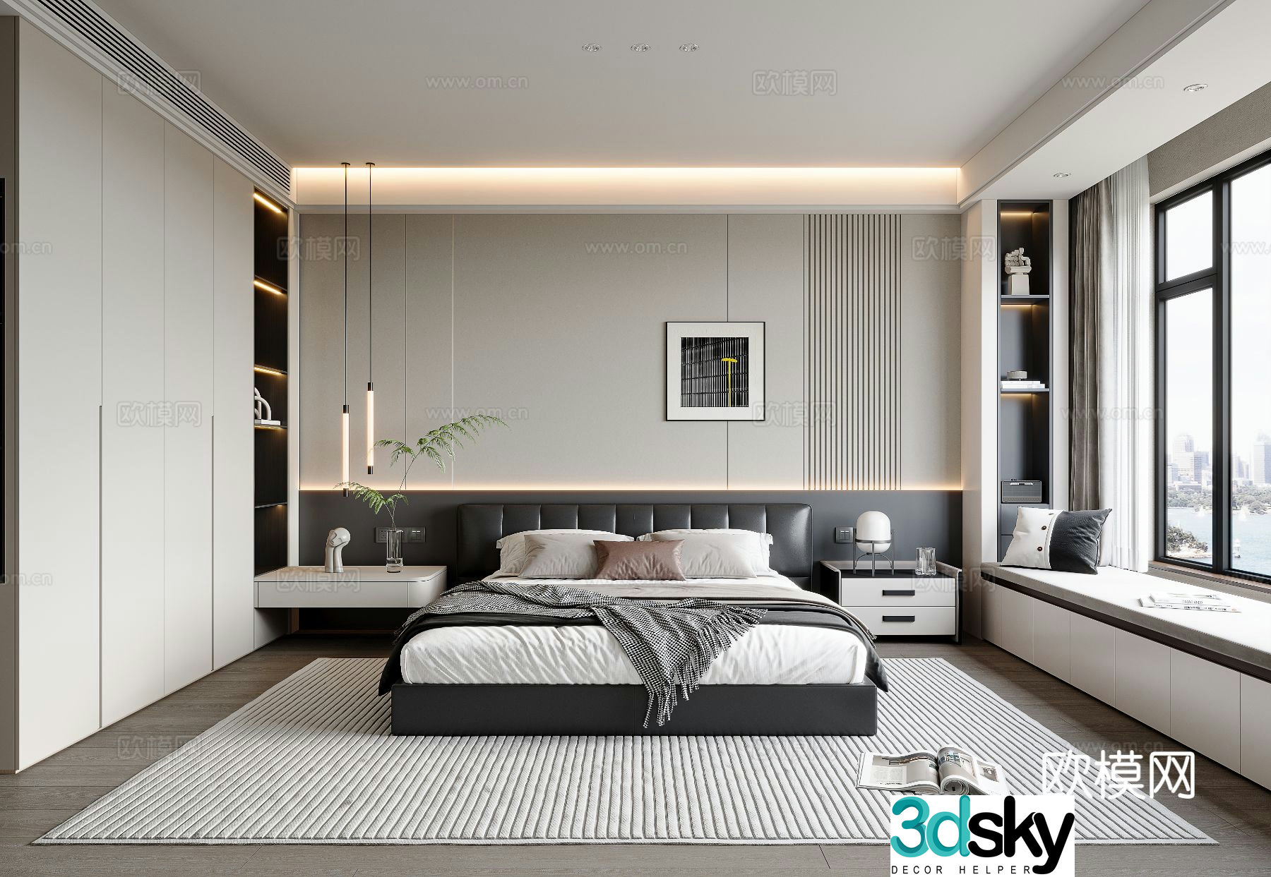 Modern bedroom master bedroom 3d model