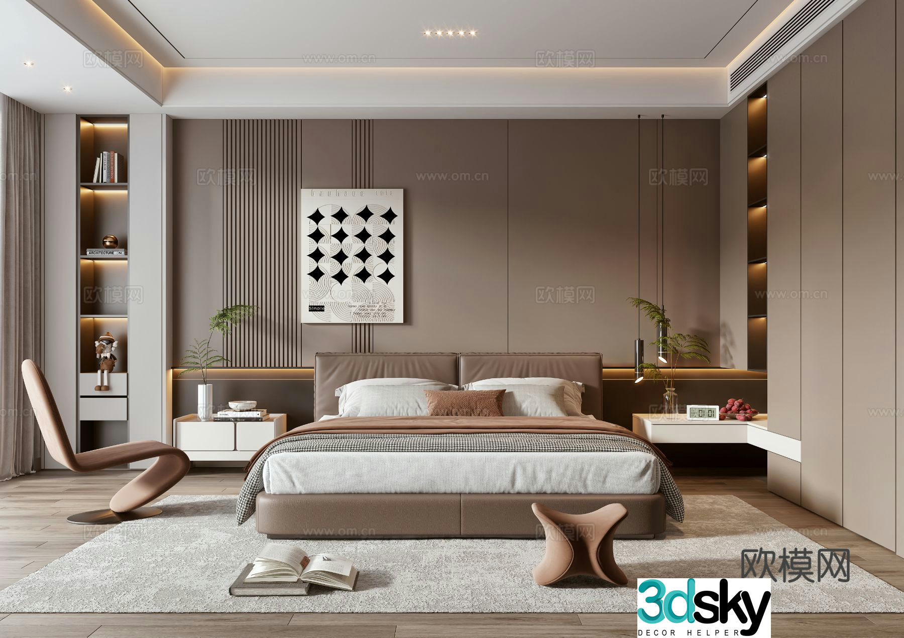 Italian home bedroom master bedroom 3d model