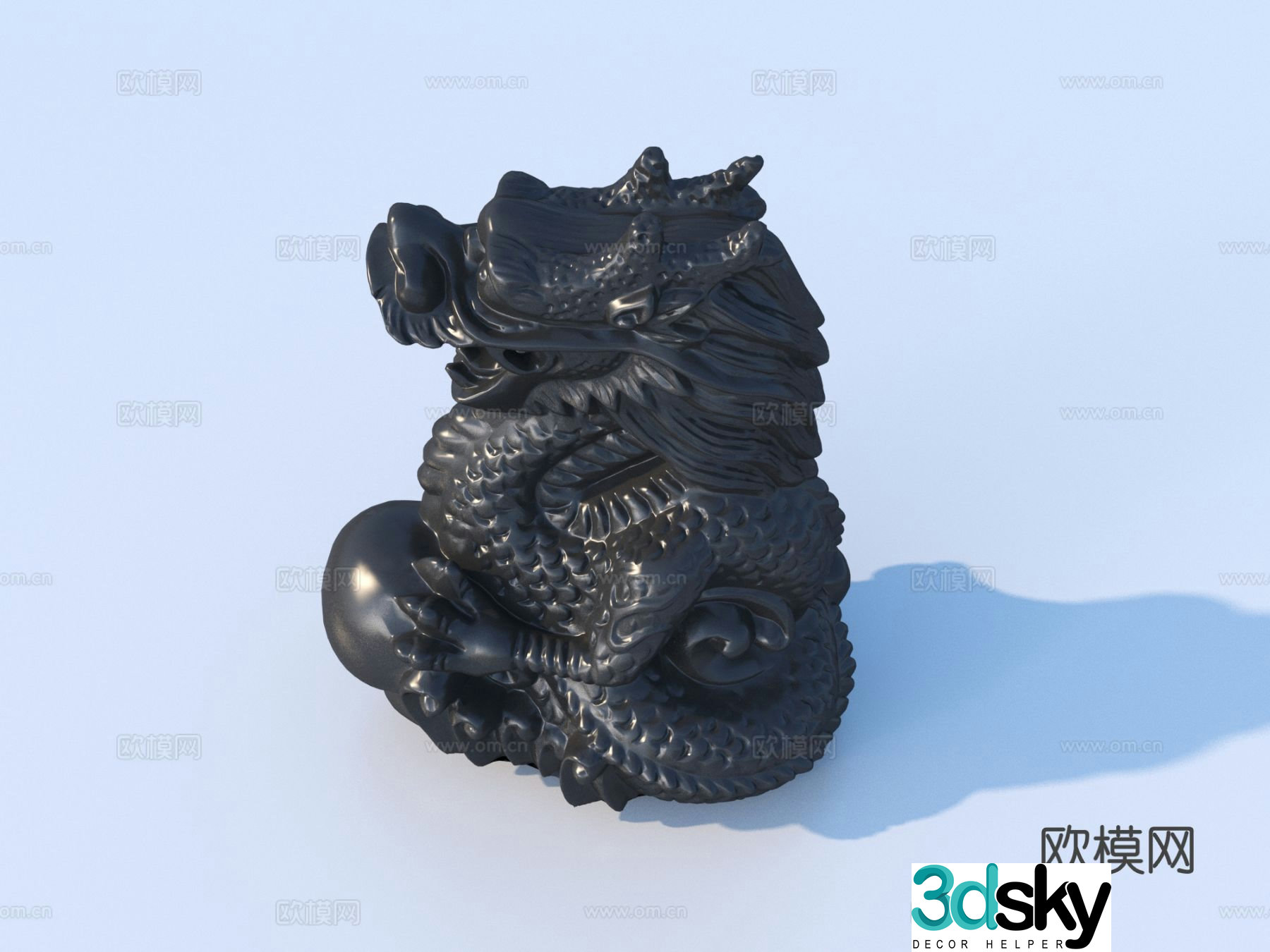 Sculpture Animal Ornaments Panlong Sketch Golden Dragon 3D Model