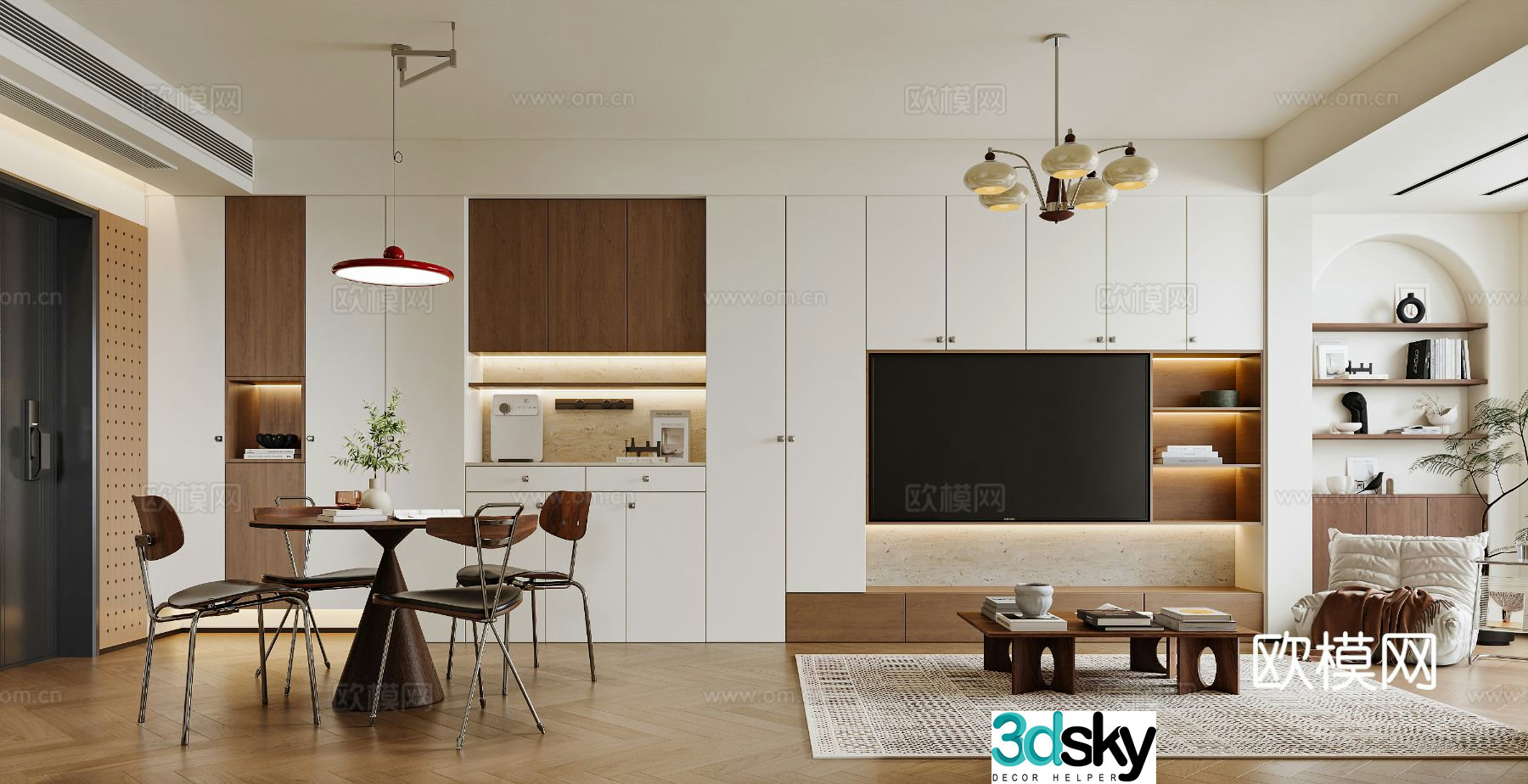 Middle style Bauhaus living and dining Bauhaus sofa Bauhaus dining table and chair Bauhaus chandeliers 3D model