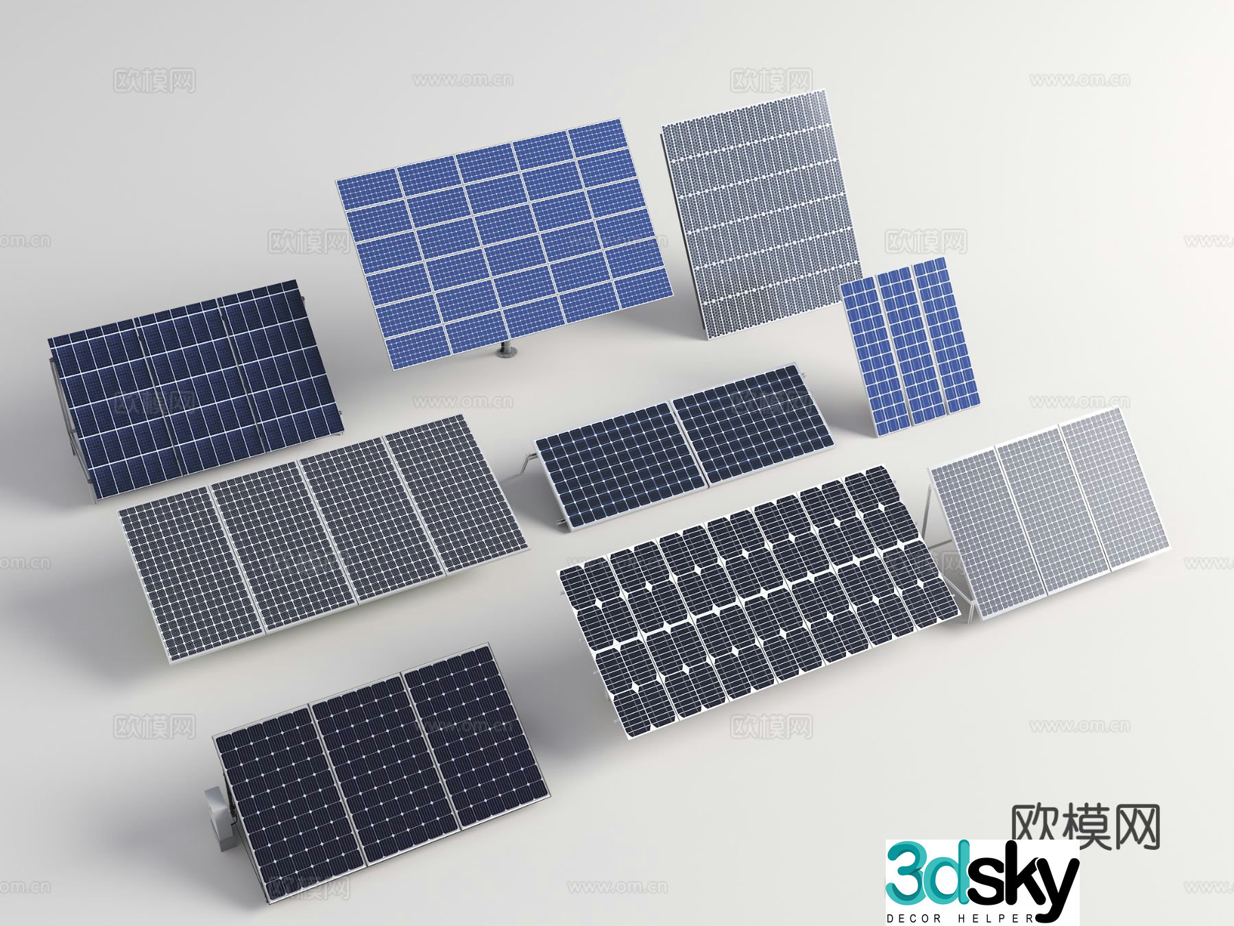 Solar panels Photovoltaic panels Solar equipment Industrial equipment Green energy Solar power generation 3D model