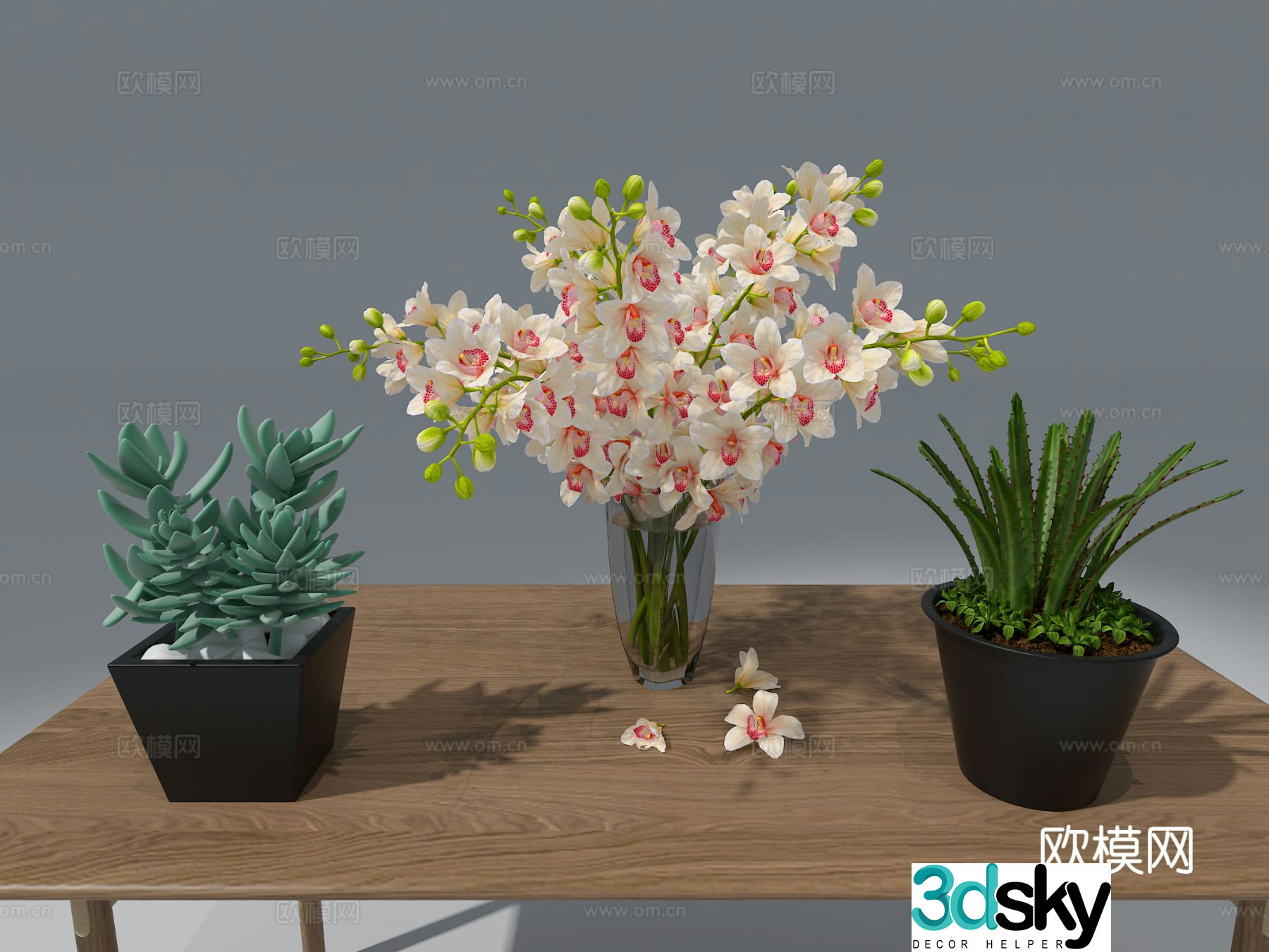 Flower vase desktop small potted plant 3d model