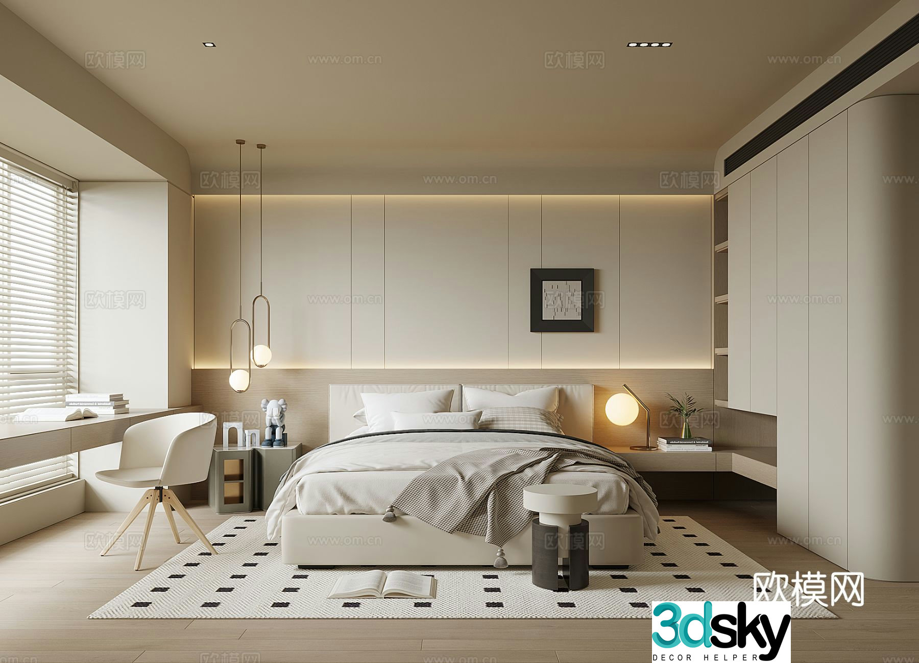 Modern home bedroom master bedroom 3d model