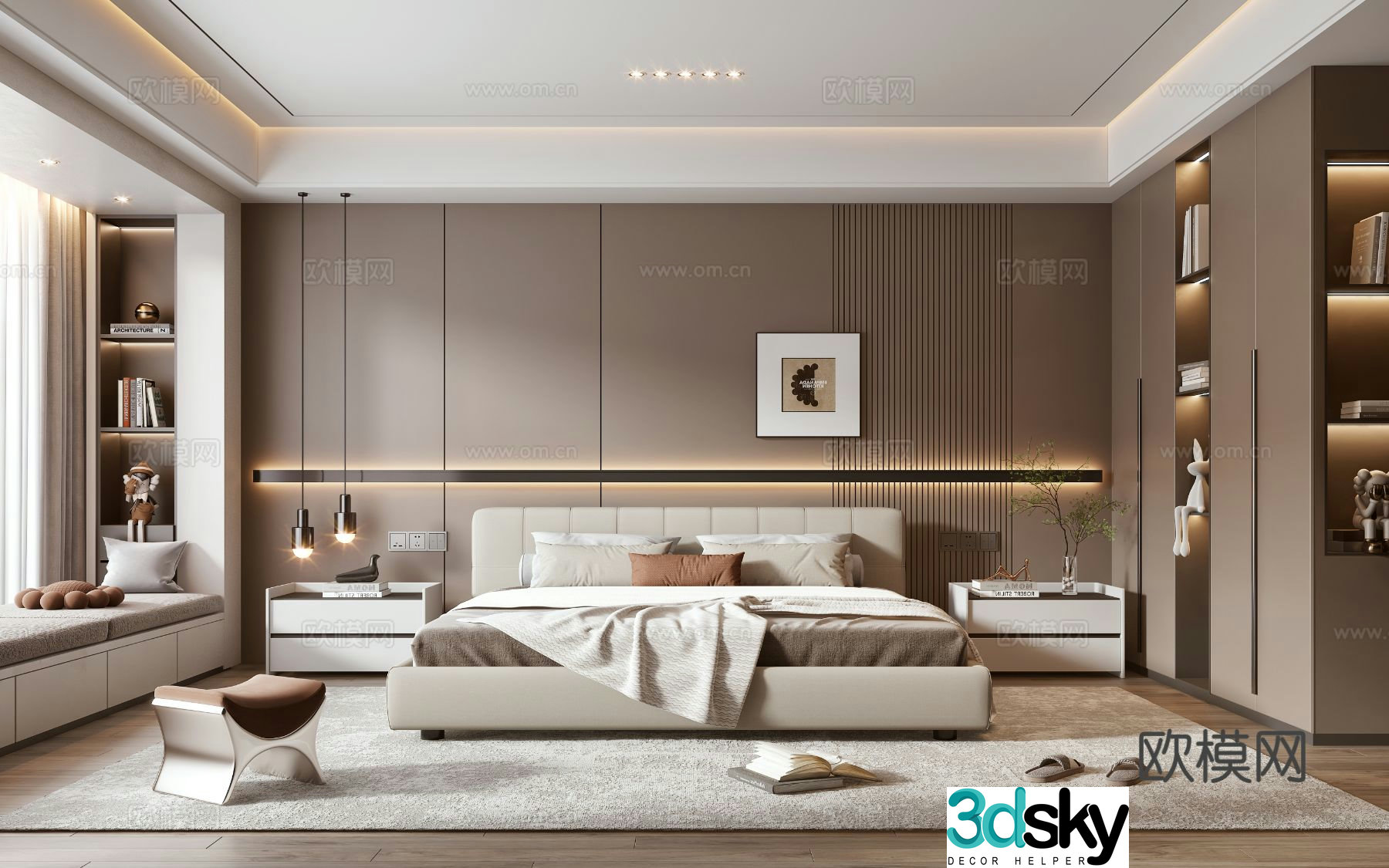 Italian home bedroom master bedroom 3d model