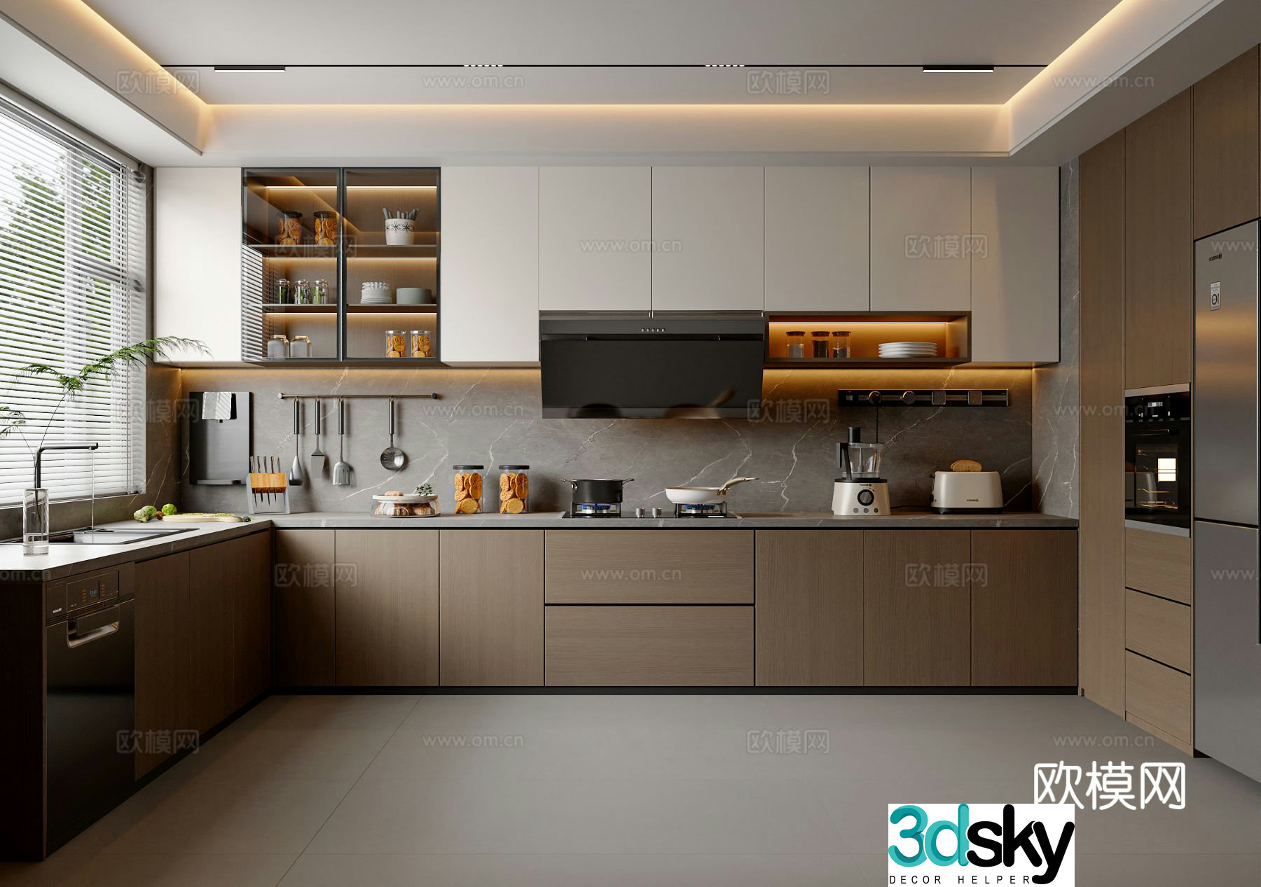 Italian kitchen cabinets refrigerator kitchen appliances kitchen supplies 3d model