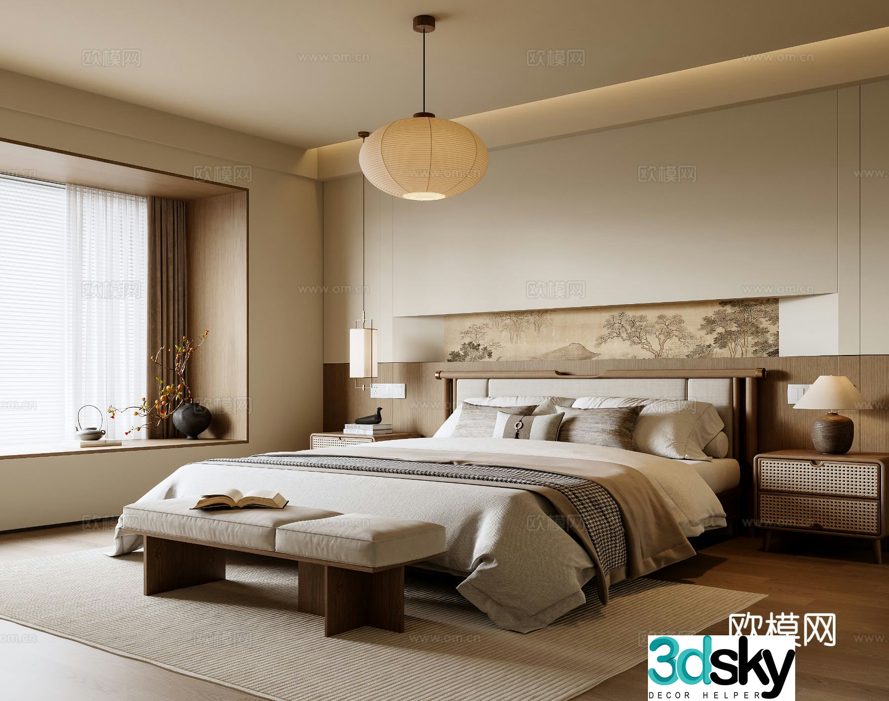 New Chinese style bedroom master bedroom 3D model