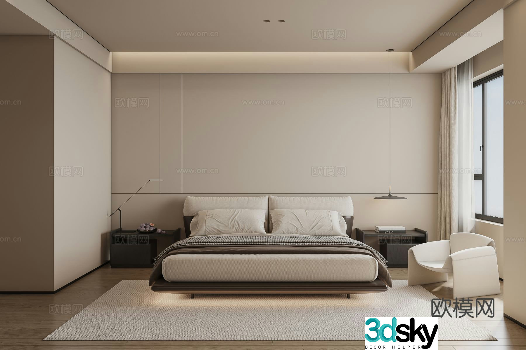 Italian minimalist bedroom 3d model