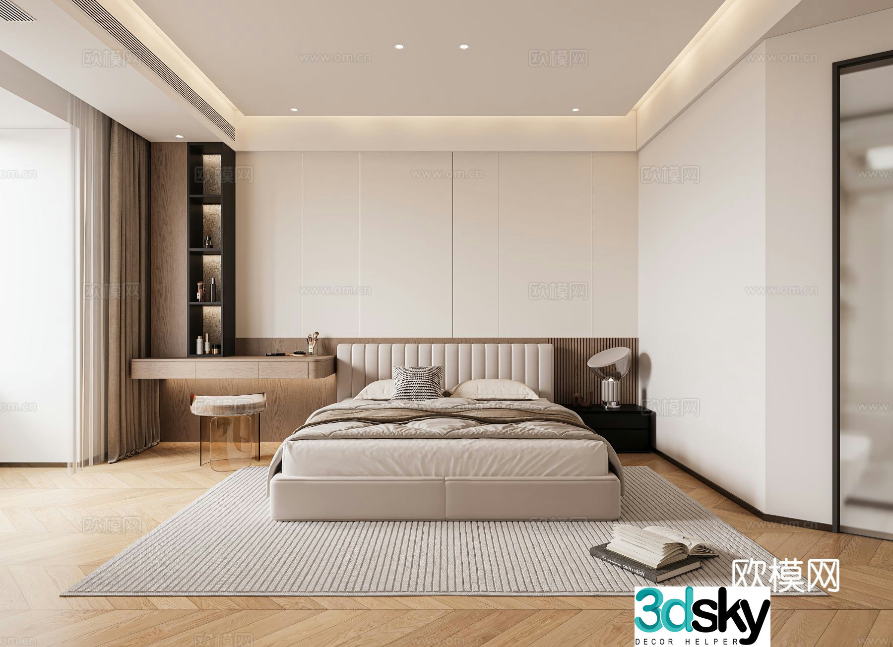 Modern minimalist bedroom 3d model
