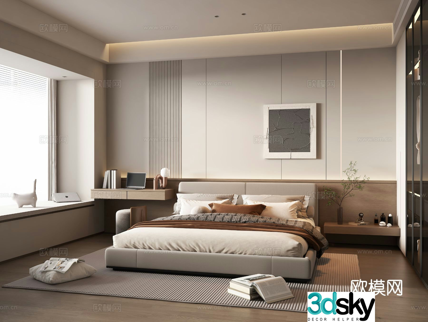 Modern home bedroom master bedroom 3d model