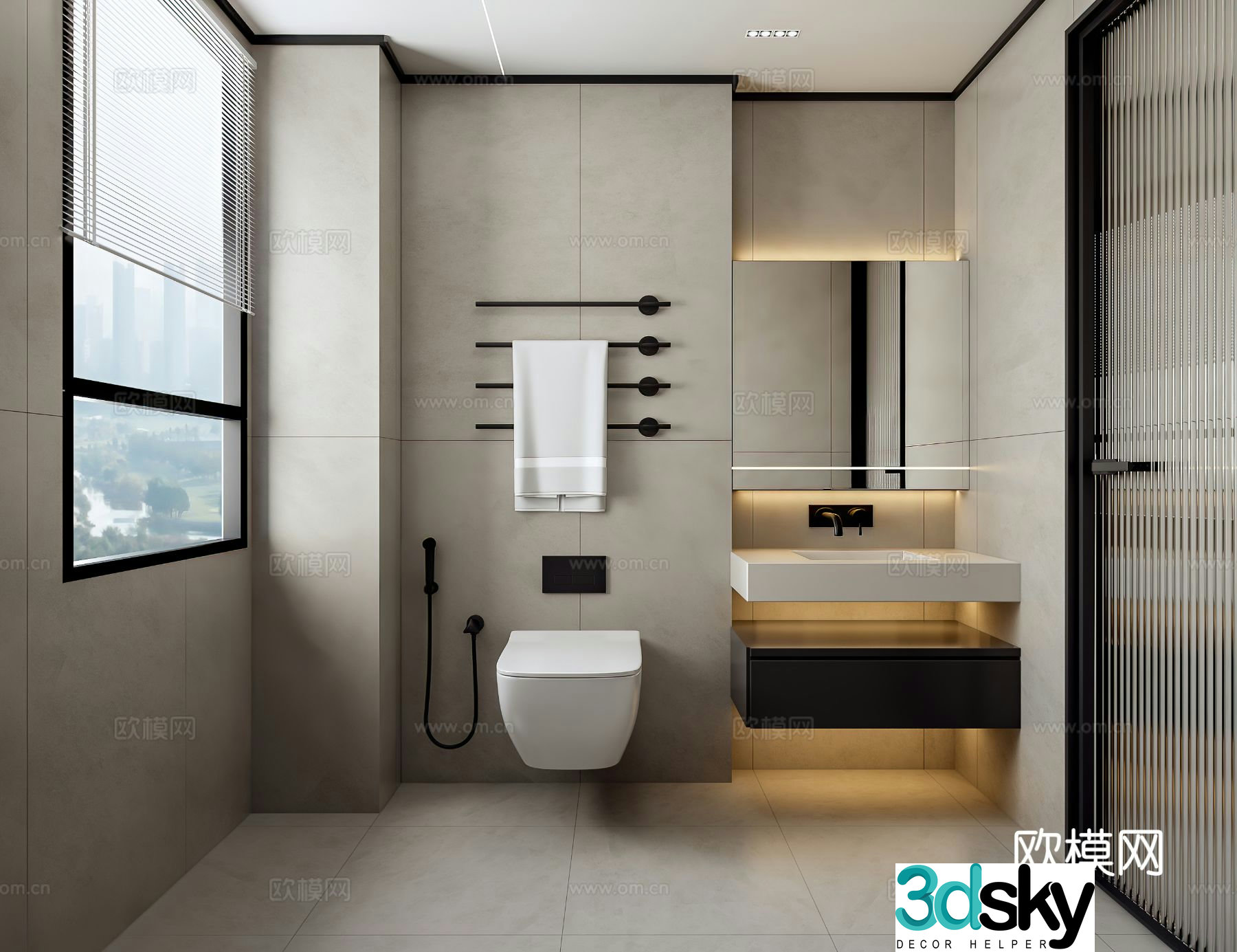 Modern minimalist bathroom 3d model